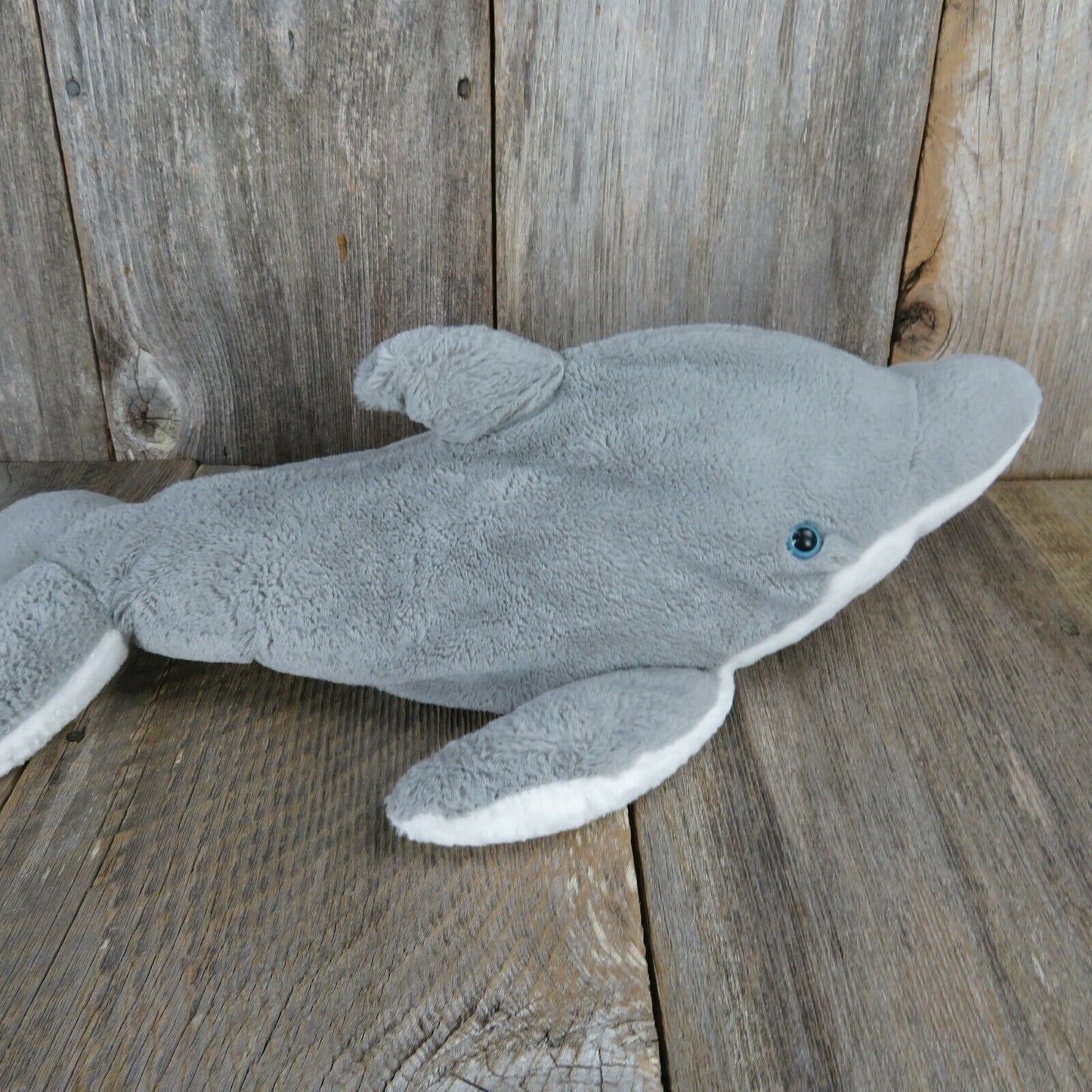 Dolphin Plush Grey White Blue Eyes Stuffed Animal