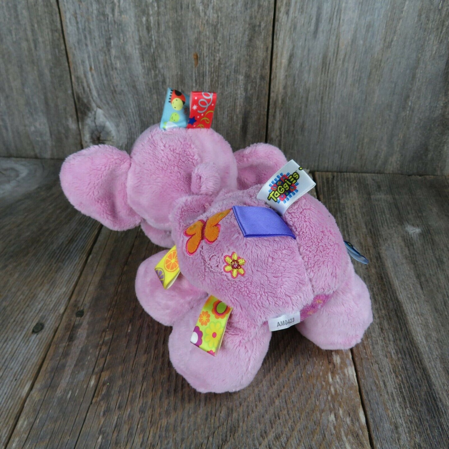Pink Elephant Plush Tag N Play Taggies Baby Toy Lovey Tags Rattle Stuffed Animal
