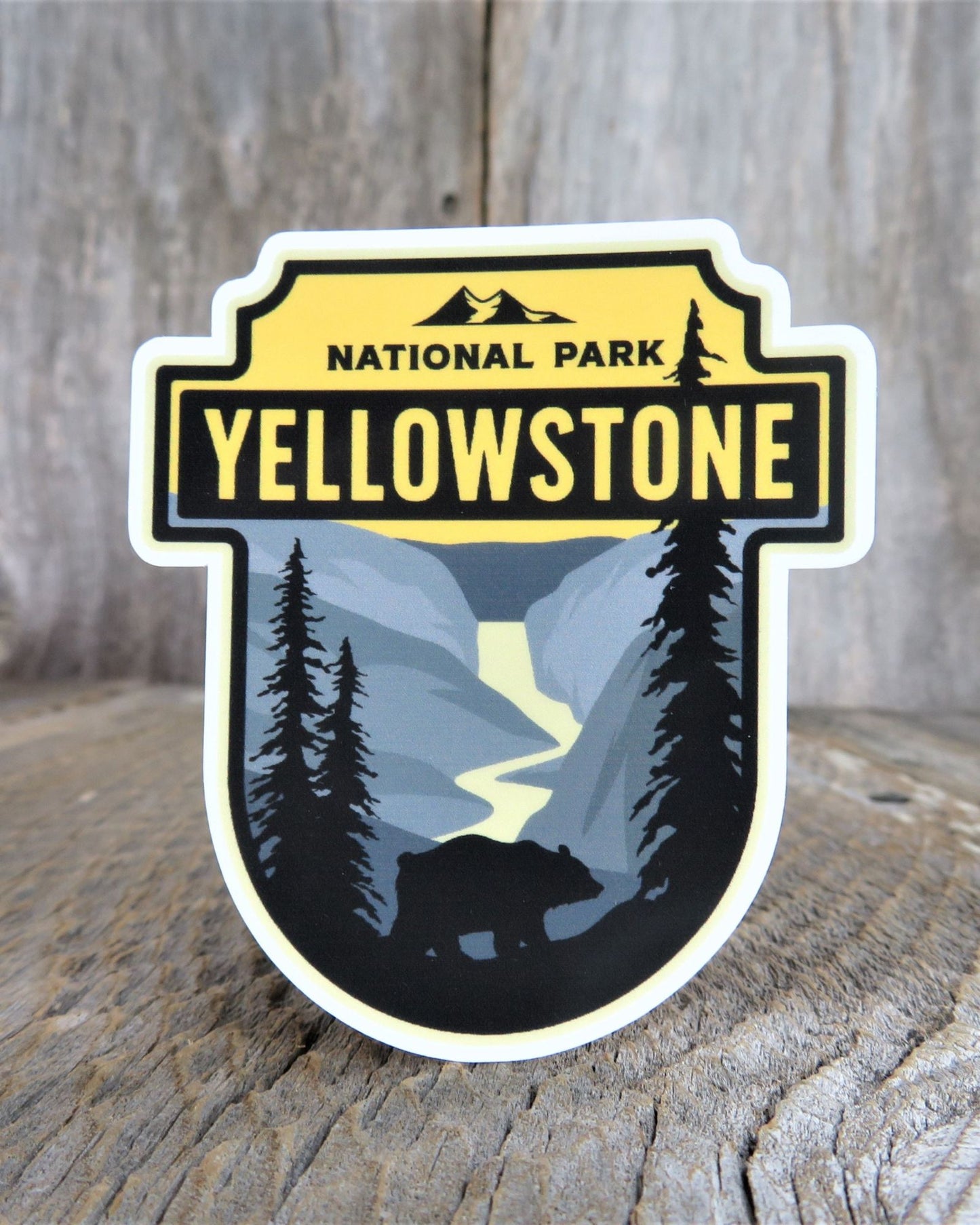Yellowstone Sticker Wyoming National Park Badge Shield Souvenir Waterproof Travel Water Bottle Laptop