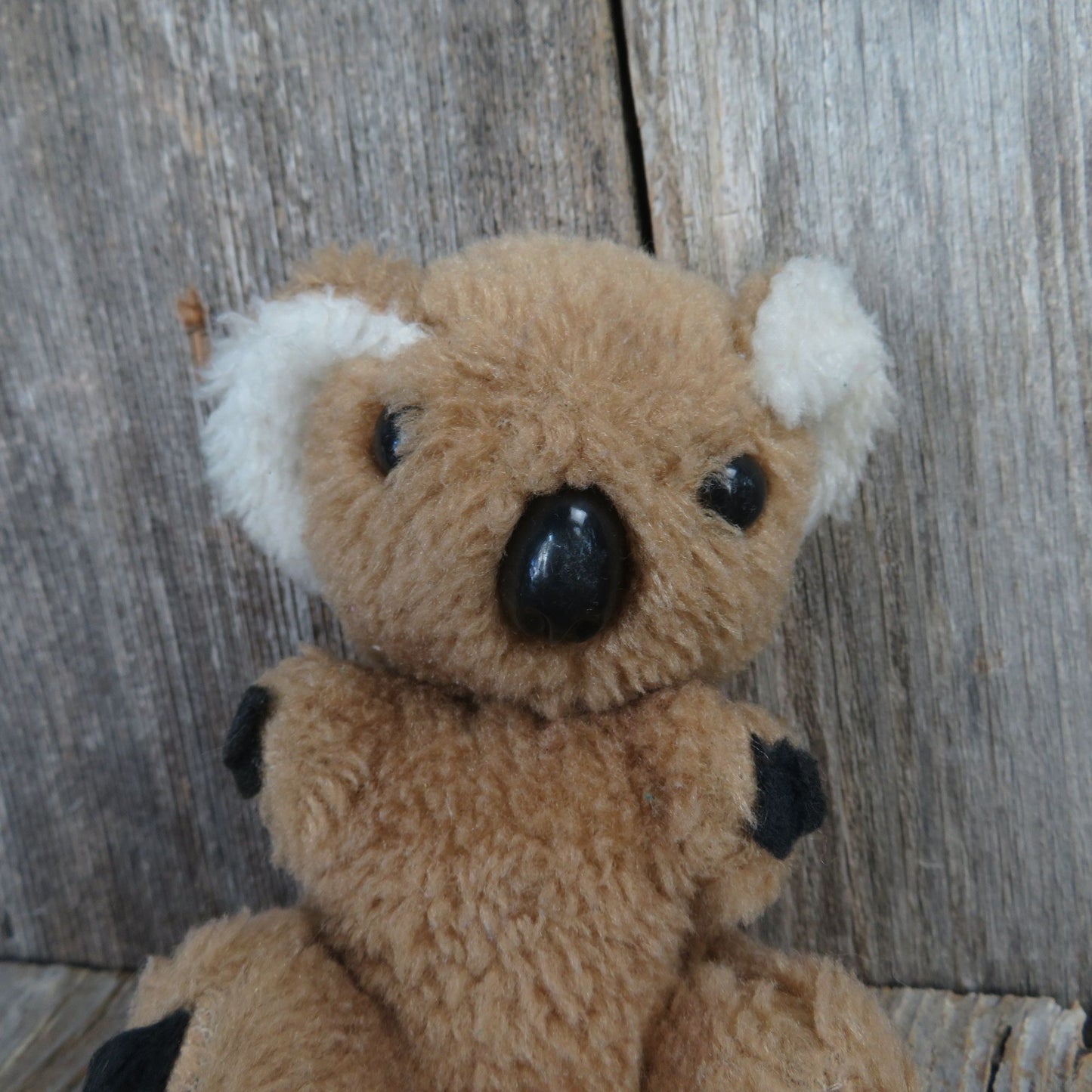 Vintage Koala Bear Plush Tan Brown Stuffed Animal White Ears Nut Filled