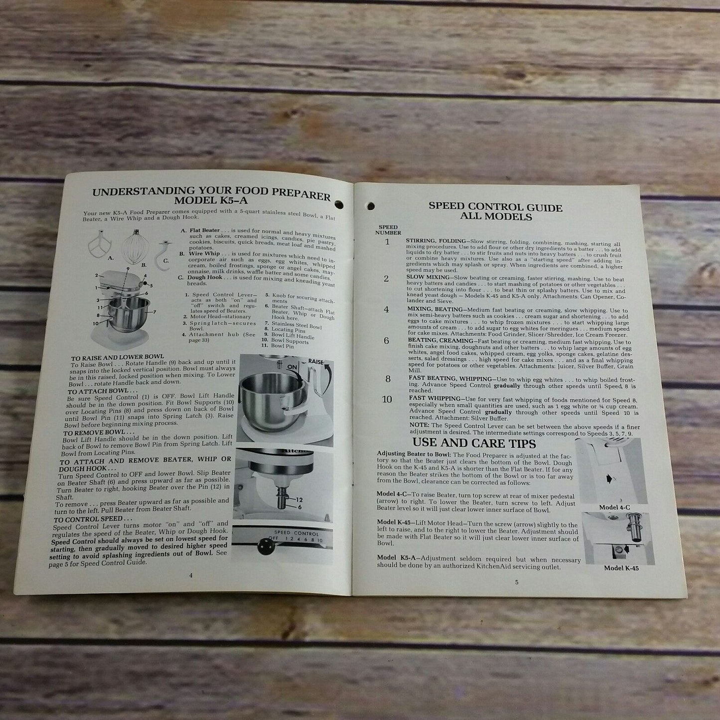 Vintage KitchenAid Cookbook Electric Housewares Recipes Kitchen Aid Hobart 4-C, K-45, and K5-A Manual Instructions Booklet