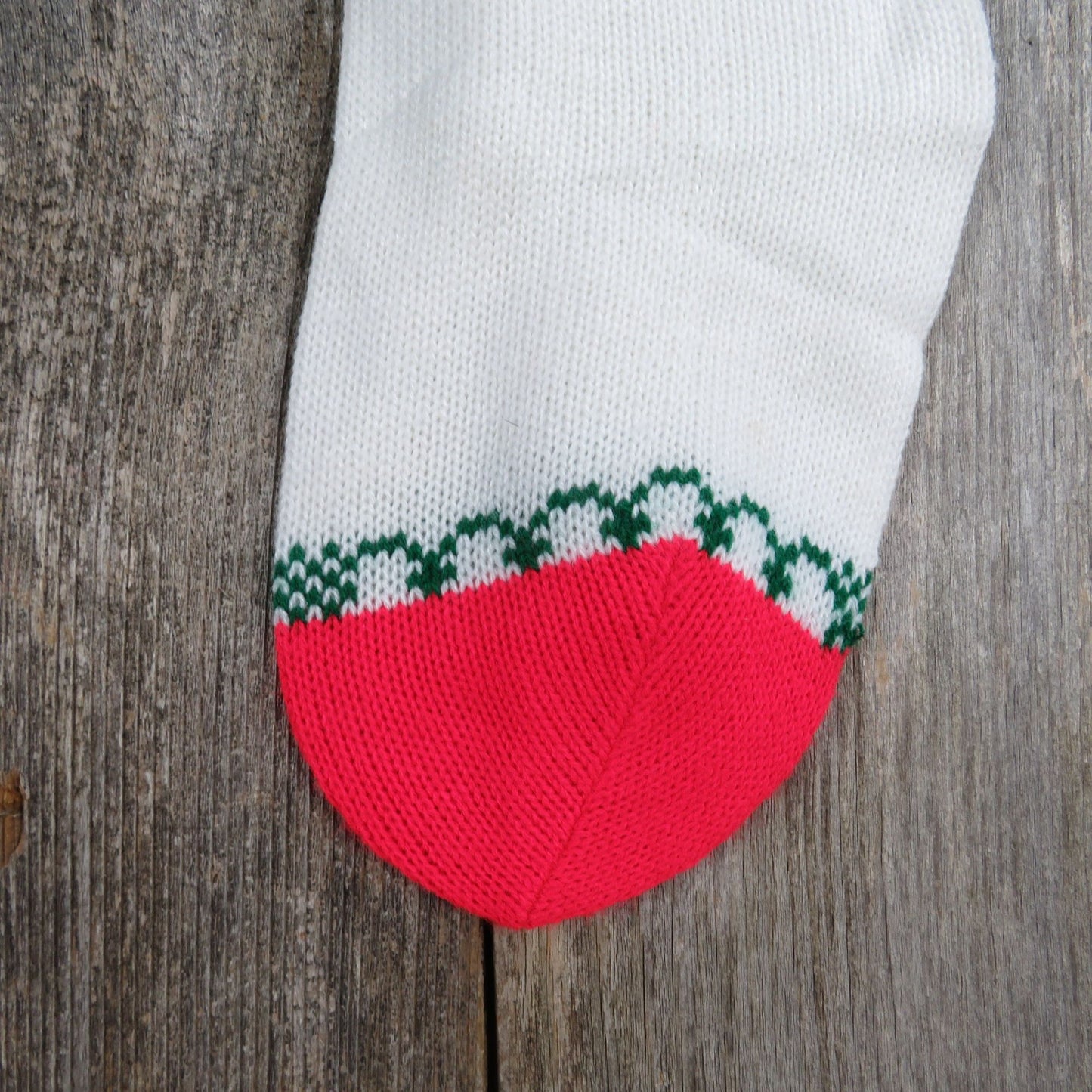 Vintage White Wreath Design Knit Stocking Tree Knitted White Green Red Christmas Pom Pom ST341