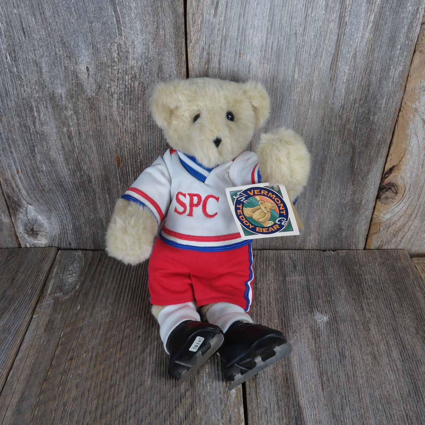 Vintage Ice Skating Teddy Bear Plush Hockey Player Vermont Teddy Bear Company 1993 Stuffed Animal