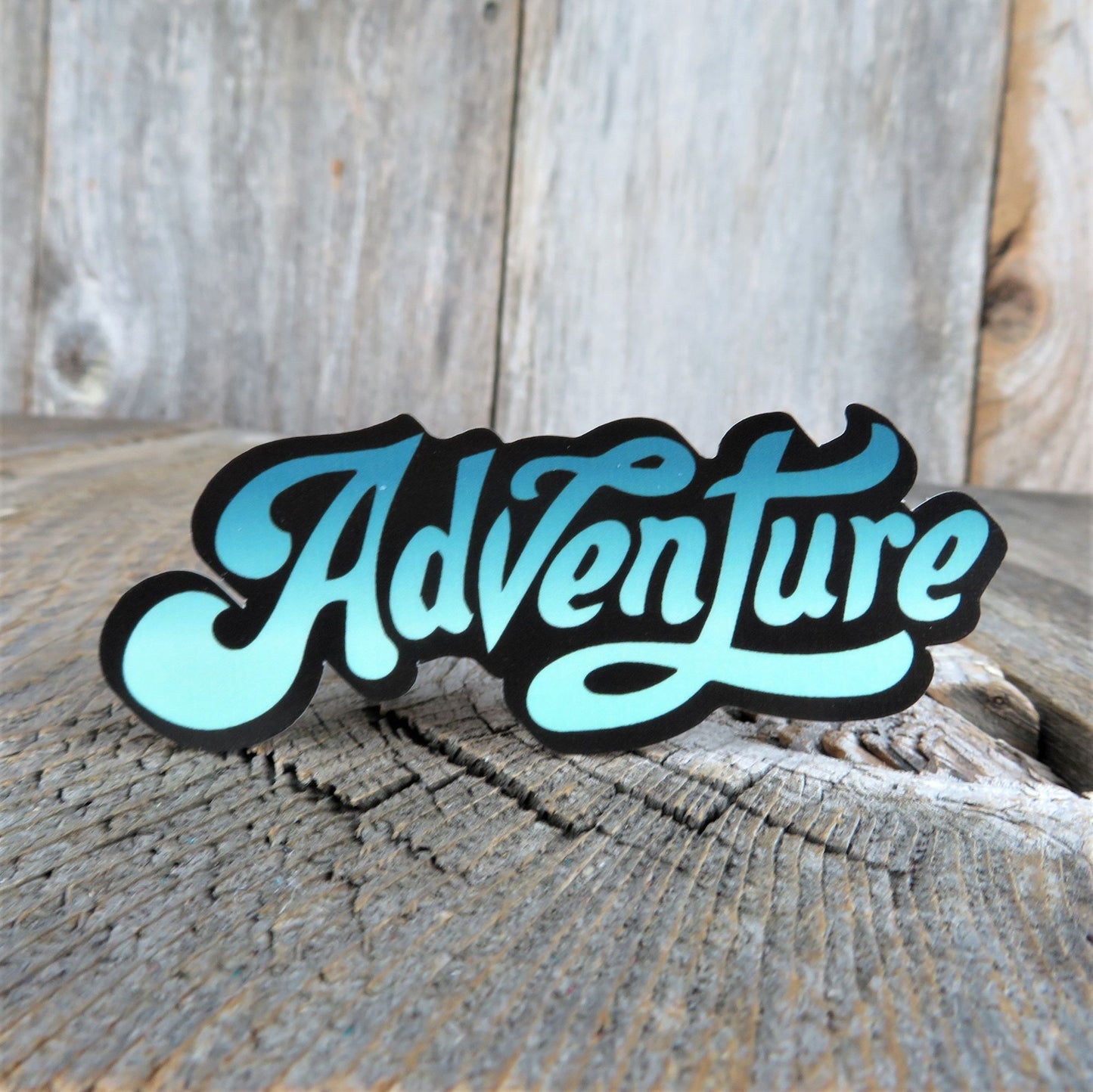 Adventure Sticker Bubble Letter Green Retro Outdoor Lover Mountain Hiking  Waterproof Travel Souvenir Water Bottle Laptop