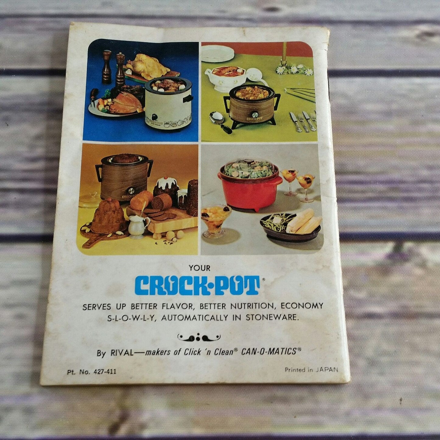 Vintage Rival Crock Pot Cookbook Owner's Manual Model Recipes Slow Cooker 3300 3100-3103 Paperback Booklet