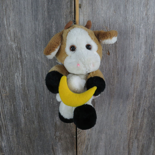 Cow Musical Plush Pull Music Box Dakin Catch a Falling Star Infant Pull Vintage Lullaby Toy 1988 - At Grandma's Table