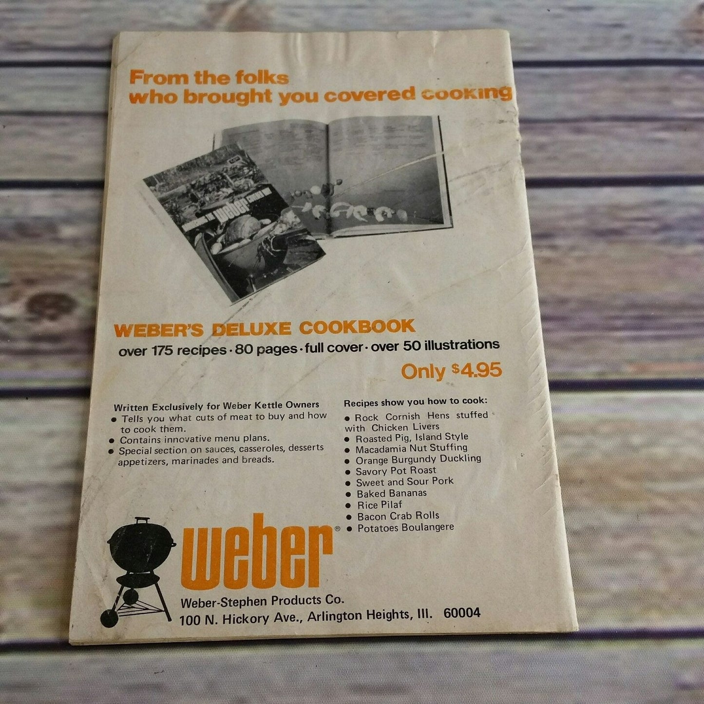 Vintage Cookbook Weber BBQ Grill Recipe and Instruction 70s or 80s 59 Recipes Booklet Pamphlet