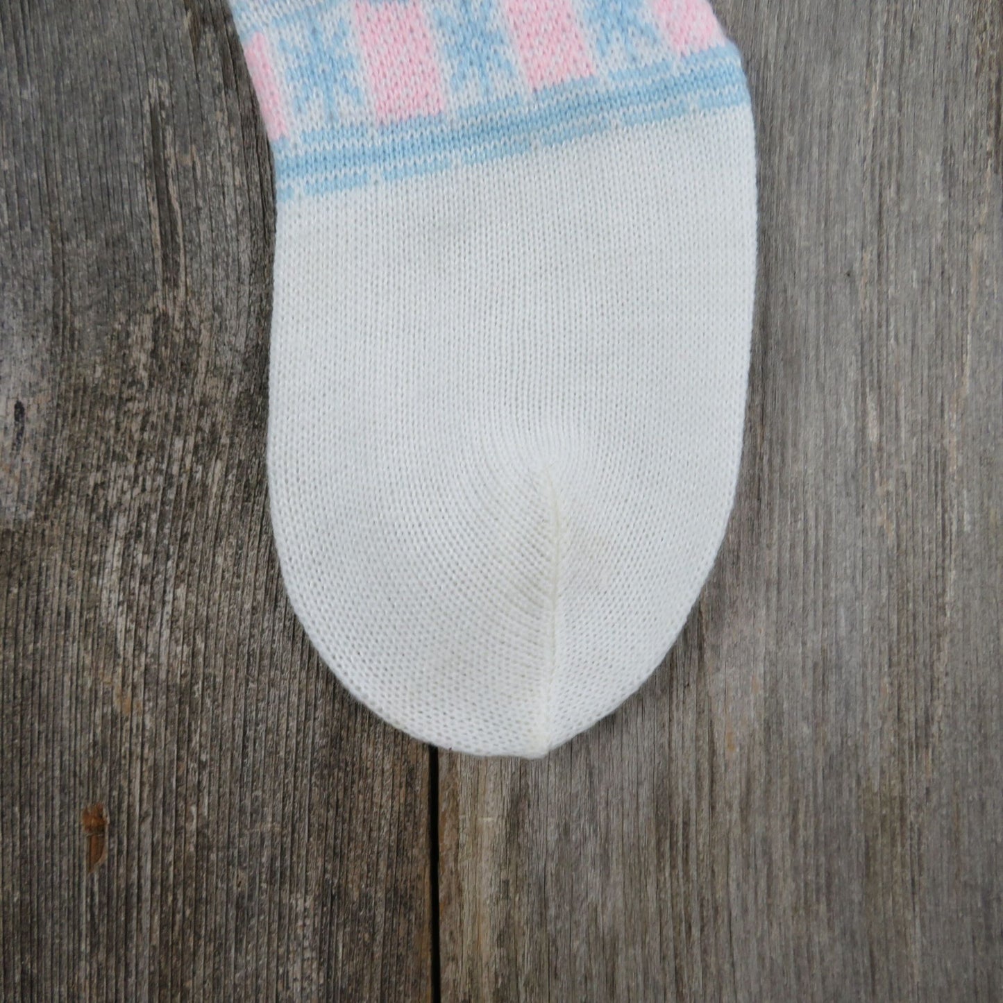 Vintage Baby Stocking Knit Pink and Blue Pocket Knitted First Christmas St354