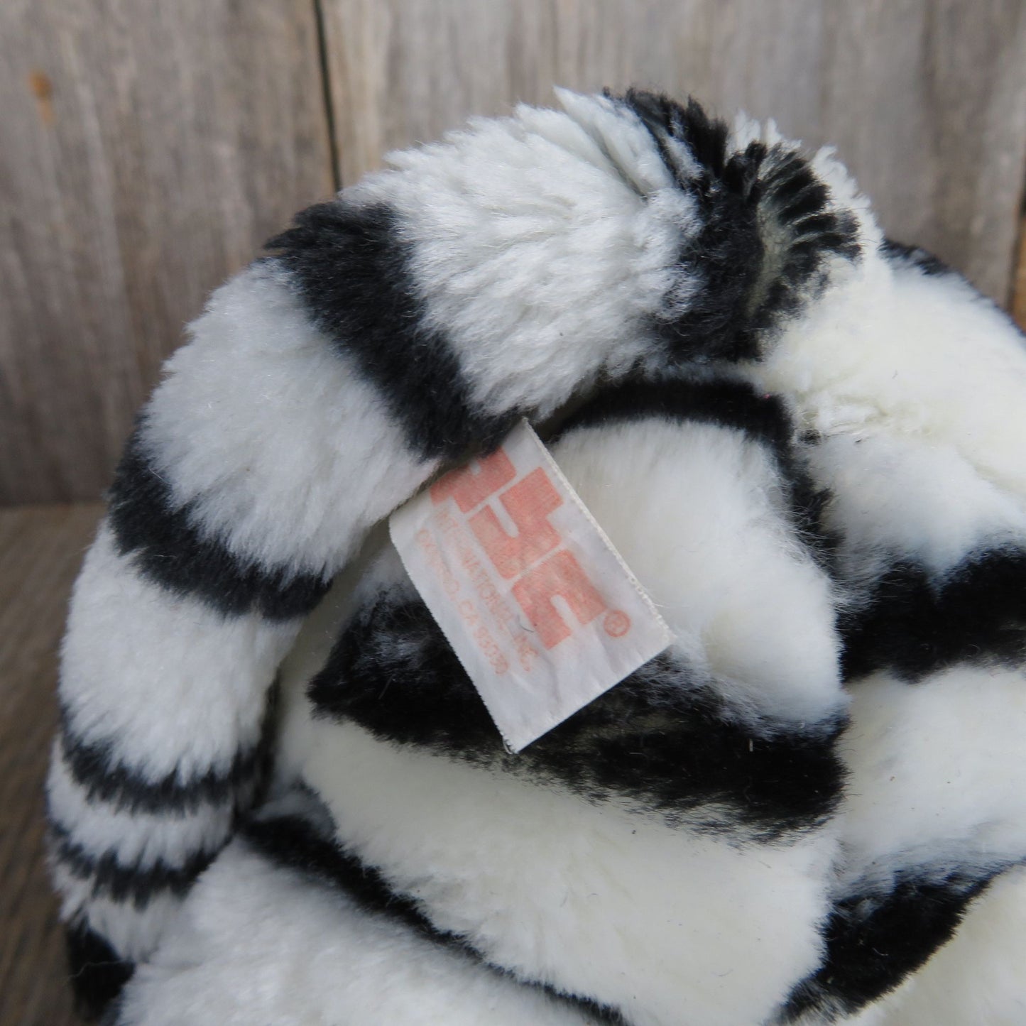 Vintage Zebra with Red Bowtie Plush Sitting PBC International Stuffed Animal Black and White