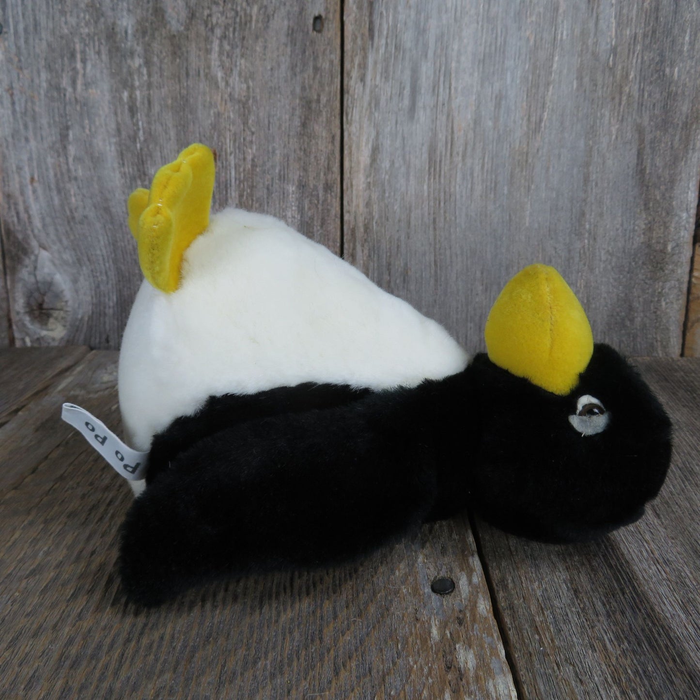 Vintage Penguin Plush Sad PO PO Russ Black White Bird Stuffed Animal Korea