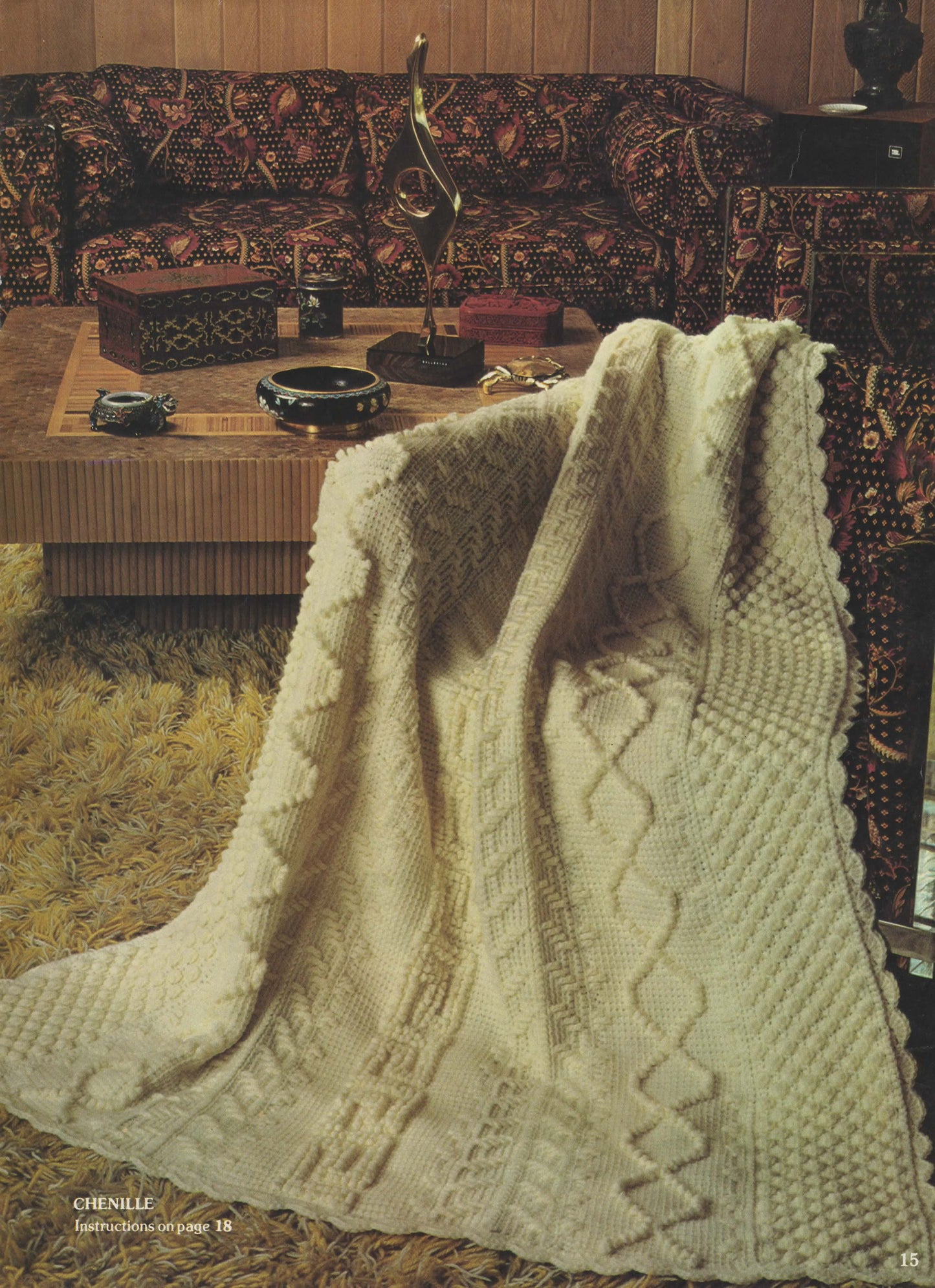 Vintage Crochet Pattern Chenille Afghan Blanket Download PDF - At Grandma's Table