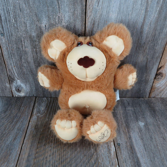 Vintage Furskins Teddy Bear Plush Belly Button Brown Shaggy Xavier Roberts Appalachian Artworks 1985