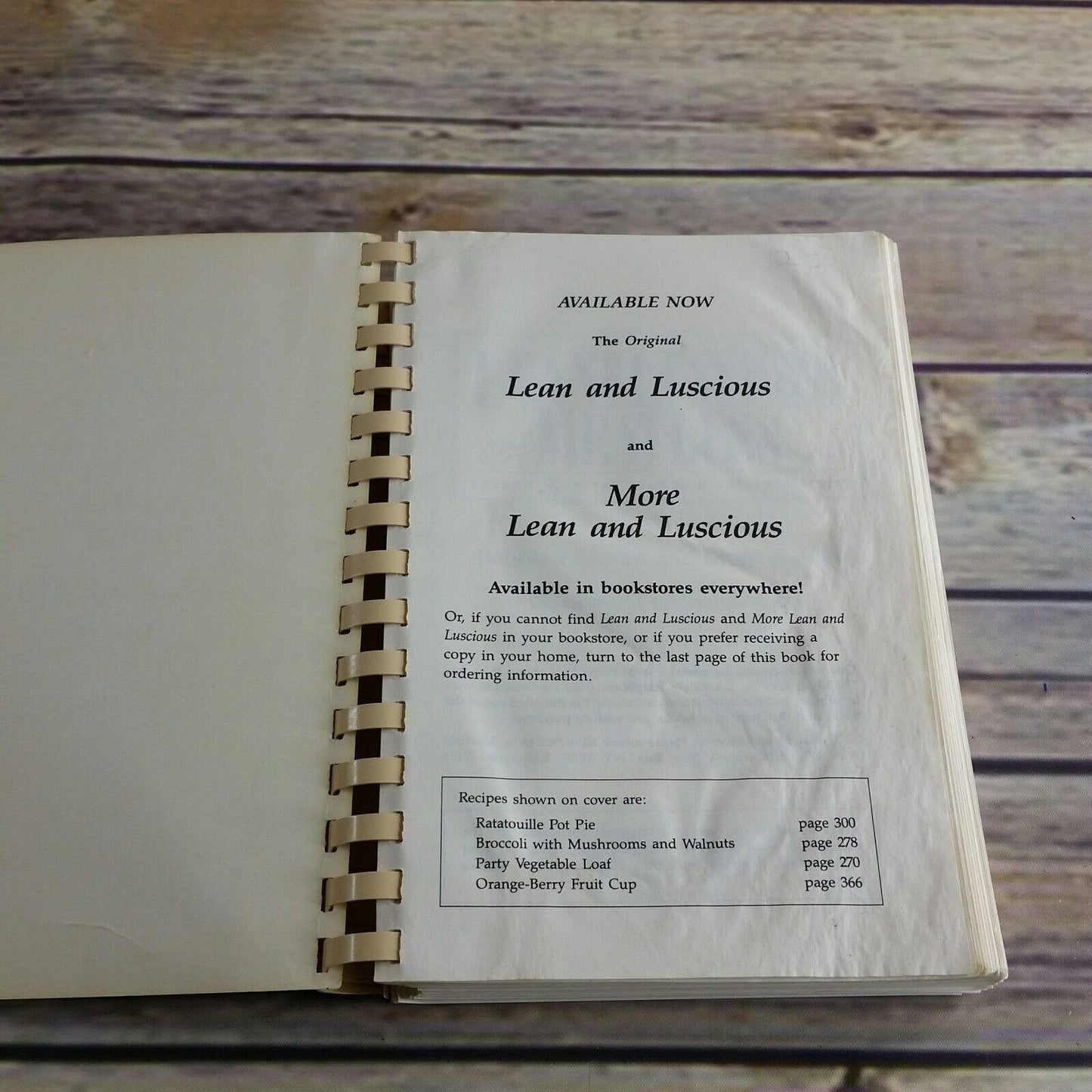 Vintage Cookbook Lean and Luscious Vol 3 Meatless Recipes 1996 Vegetarian 350 Meat Free Recipes Spiral Bound Hinman and Snyder