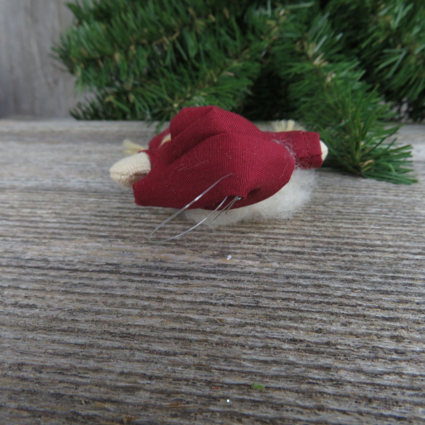 Vintage Elf Gnome Santa Ornament Plush Body Fabric Red Christmas Fuzzy Beard