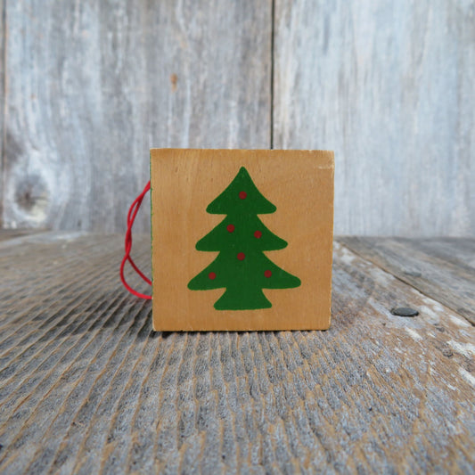 Vintage Alphabet Block Wooden Ornament C for Christmas M for Merry Hallmark Teddy Bear 1987