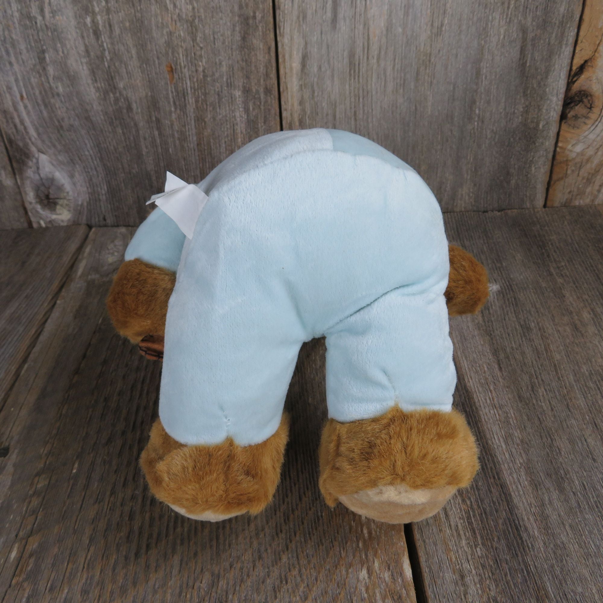 Penworthy Mascot Brown Teddy Bear Blue Overall 11” Soft Plush Hand