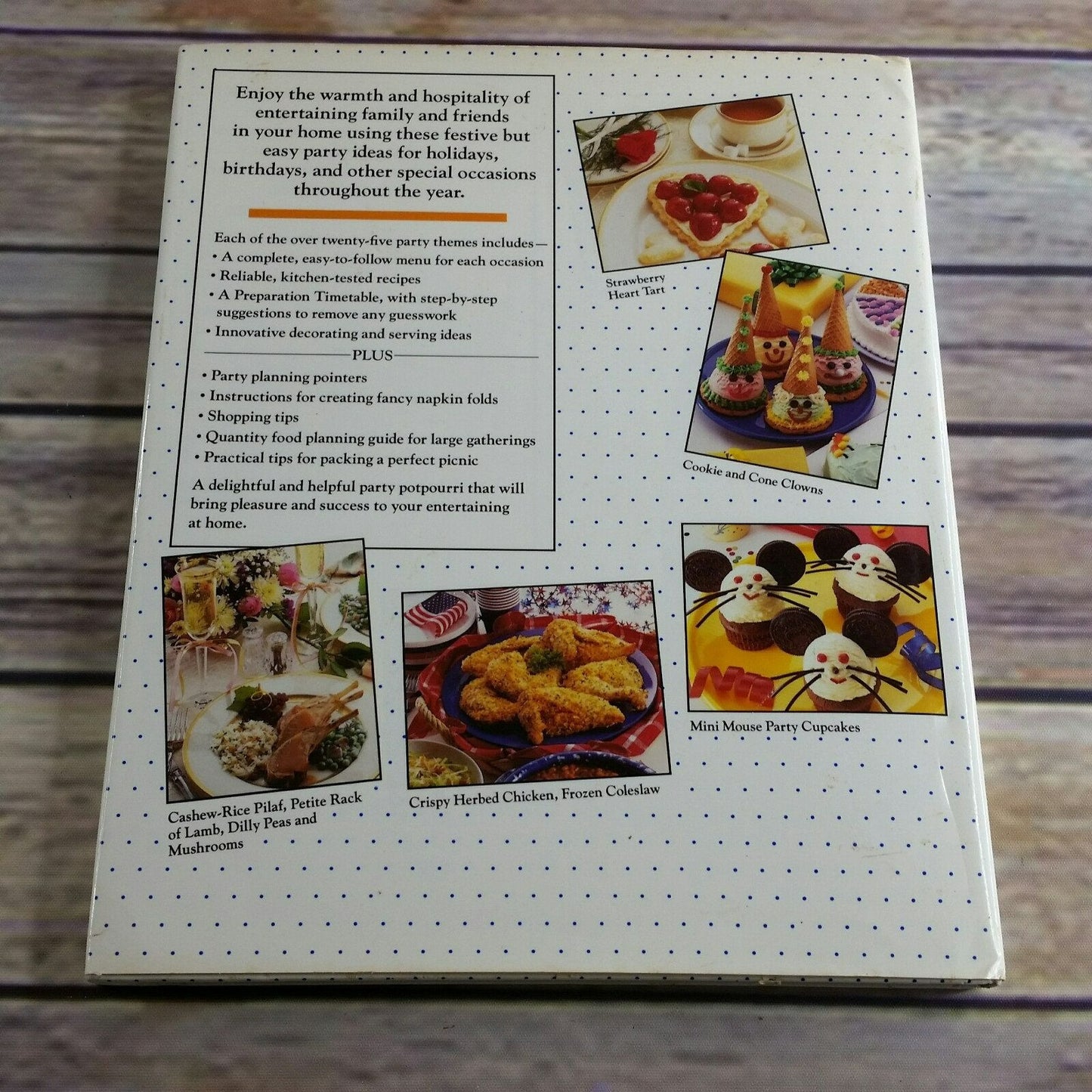 Vintage Cookbook Pillsbury Party Cookbook Recipes Hardcover 1991 Over 25 Fun Parties for Holidays Birthdays Special Occasions