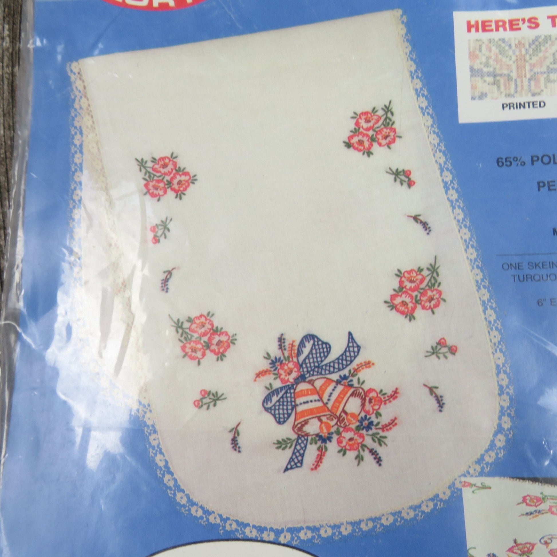 embroidered dresser scarf kit Vogart Dresser SCARF Kit 7057A Stamped Embroidery Thread Rooster Floral 14x42