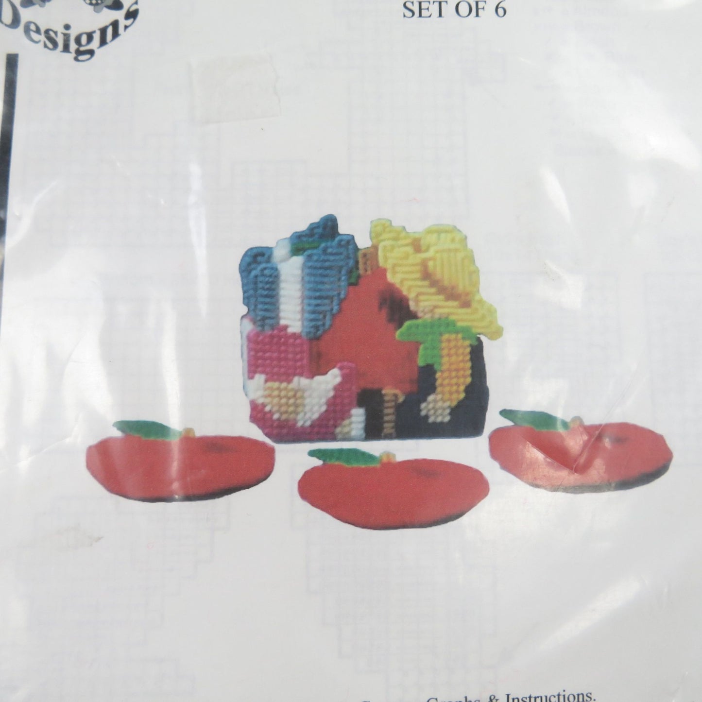 Apple Coasters and Sunbonnet Holder Plastic Canvas Kit LuvLee Designs Needlepoint Kit