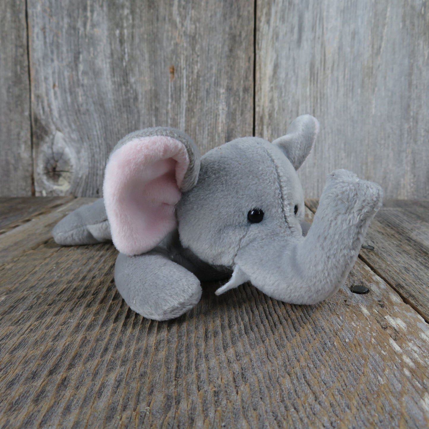 Vintage Elephant Plush Beanie Bean Bag Stuffed Animal 1990s String Tail