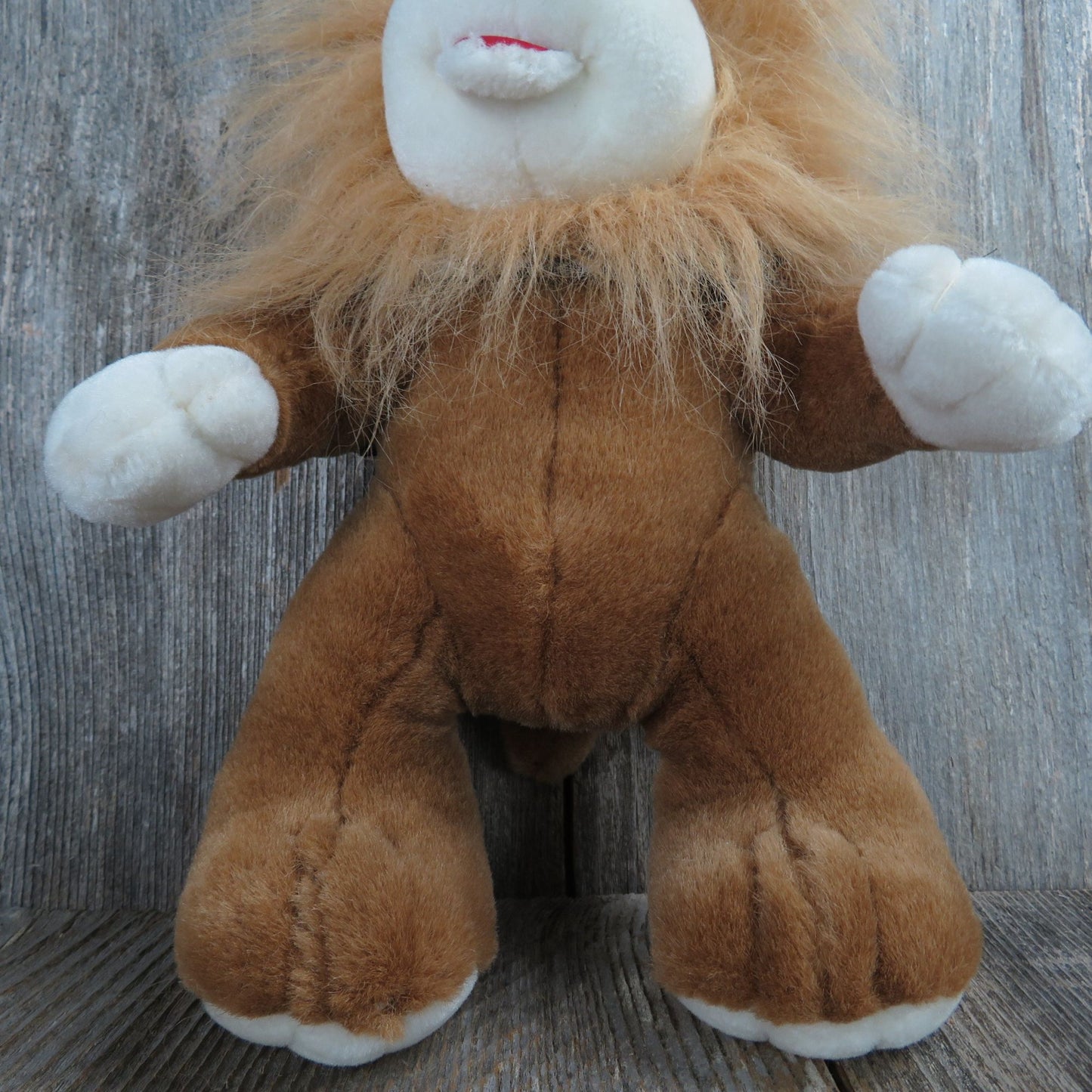 Vintage Lion Plush Standing Plastic Eyelids Bandana Toys House Stuffed Animal