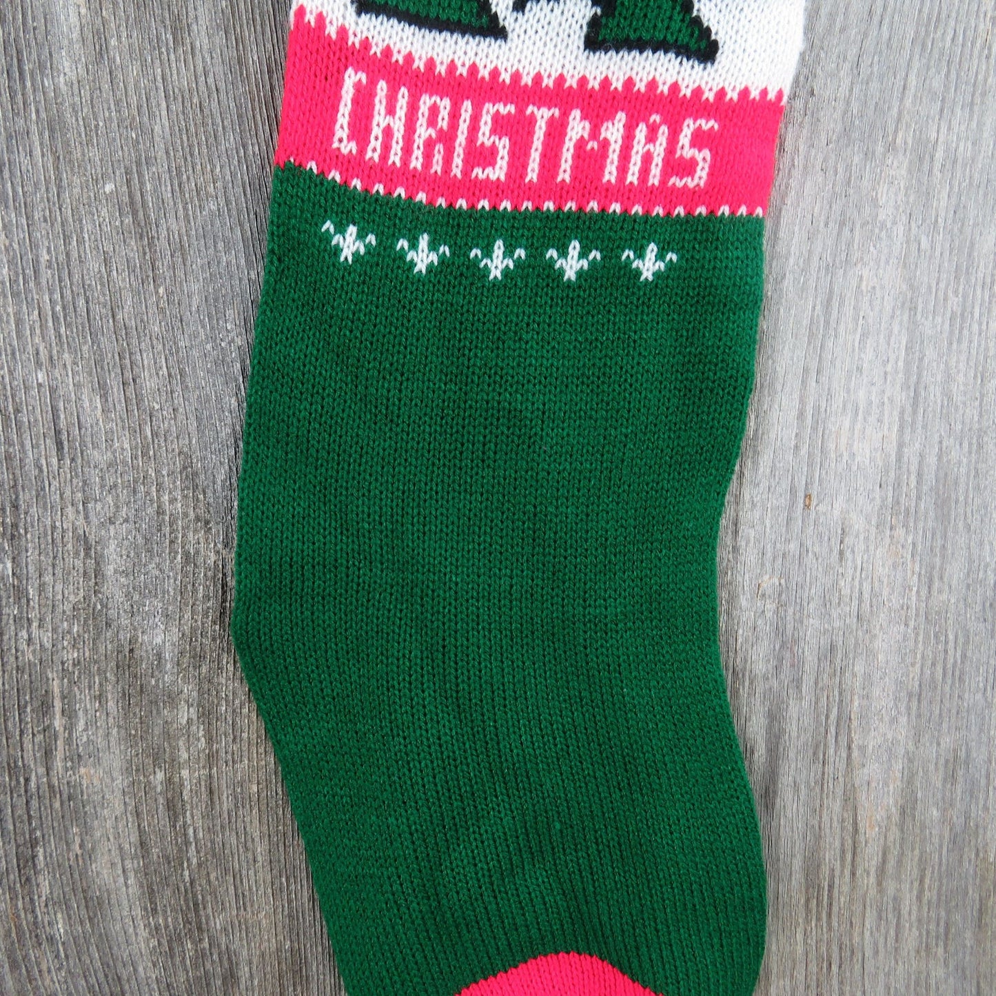 Vintage Schnauzer Scottish Terrier Dog Stocking Merry Christmas Scottie Red Green Knitted Blue Red st360