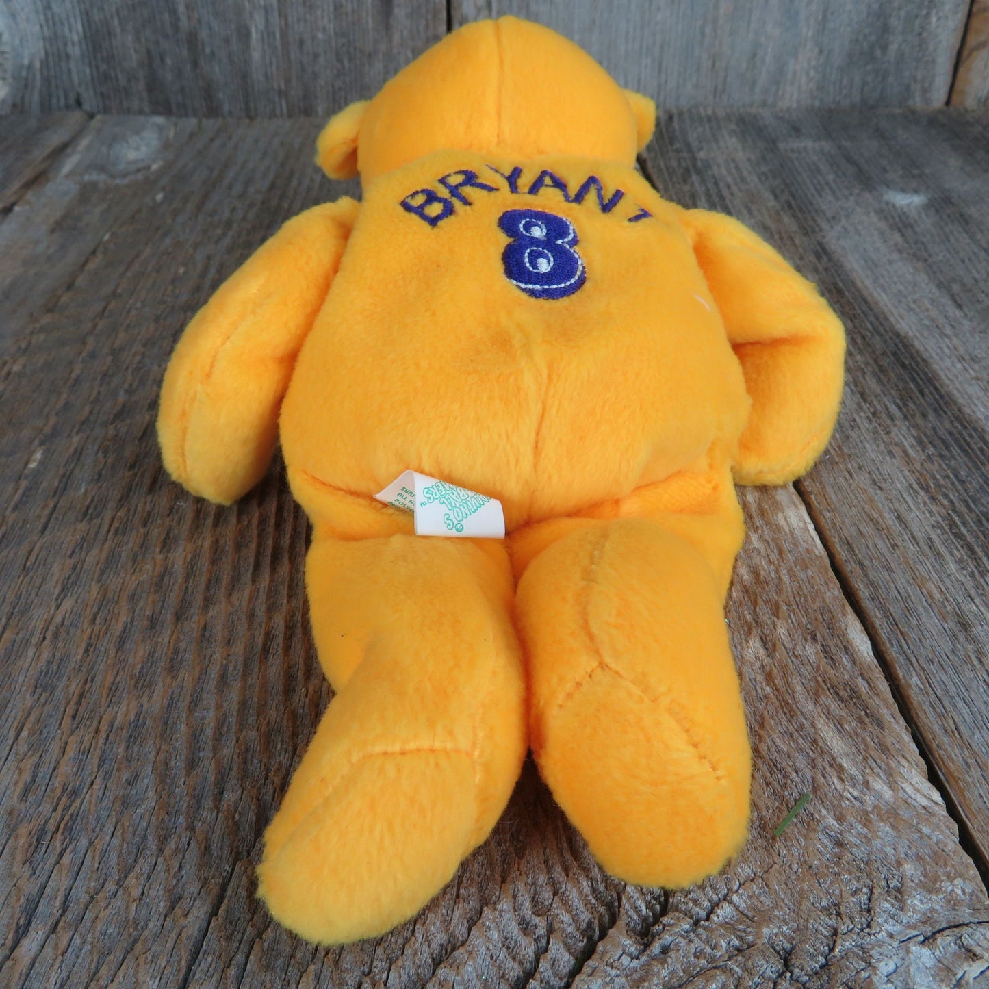 Vintage Kobe Bryant Bear Plush Yellow LA Lakers Basketball Beanie Stuffed Animal Salvino's 1999