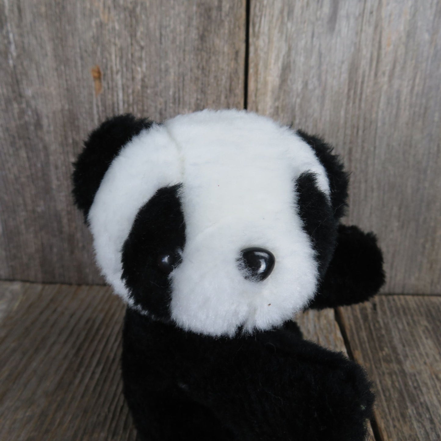 Vintage Panda Bear Plush Mini PBC International Stuffed Animal Black and White