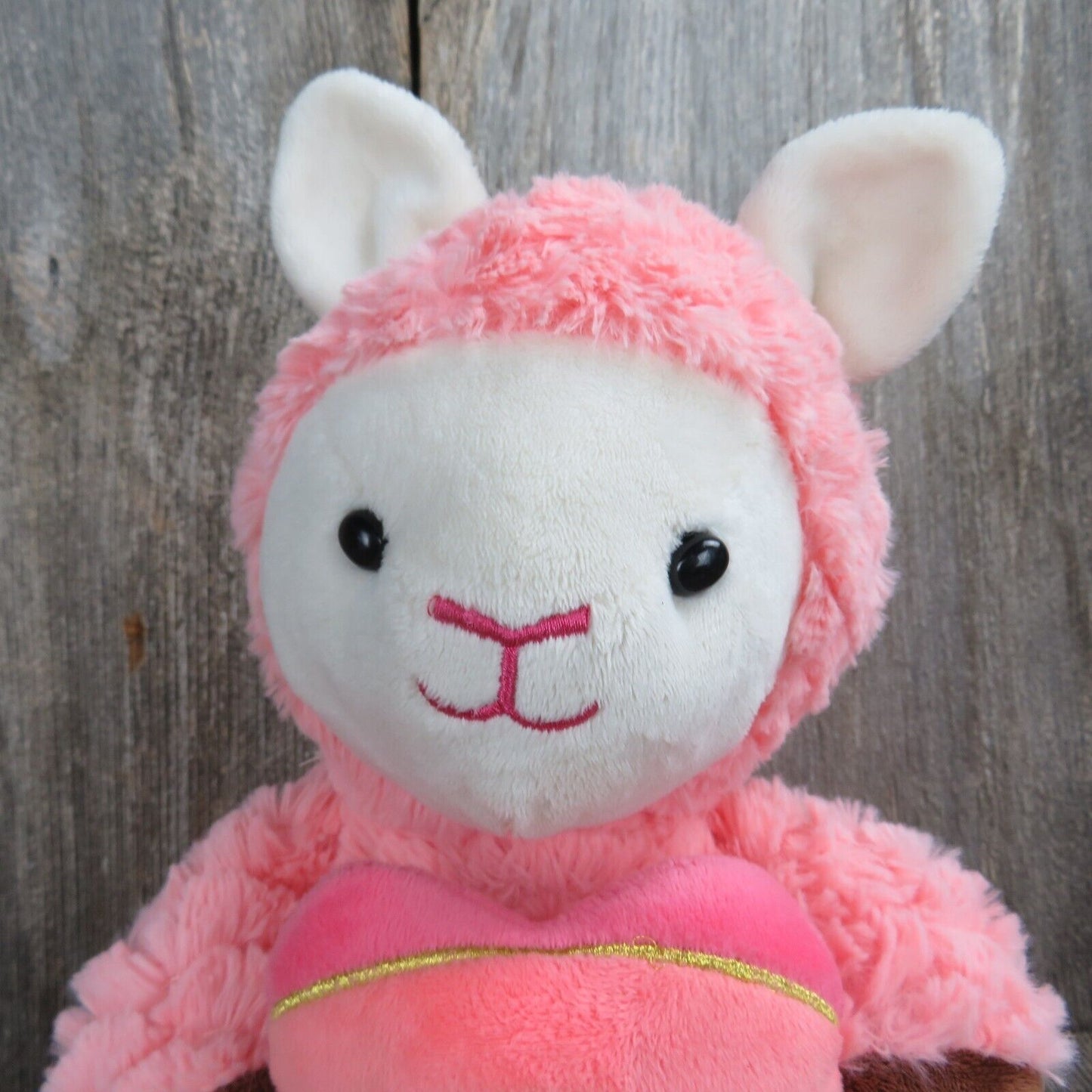 Pink Alpaca Plush Llama w Heart Stuffed Animal Animal Adventure Valentine 2021