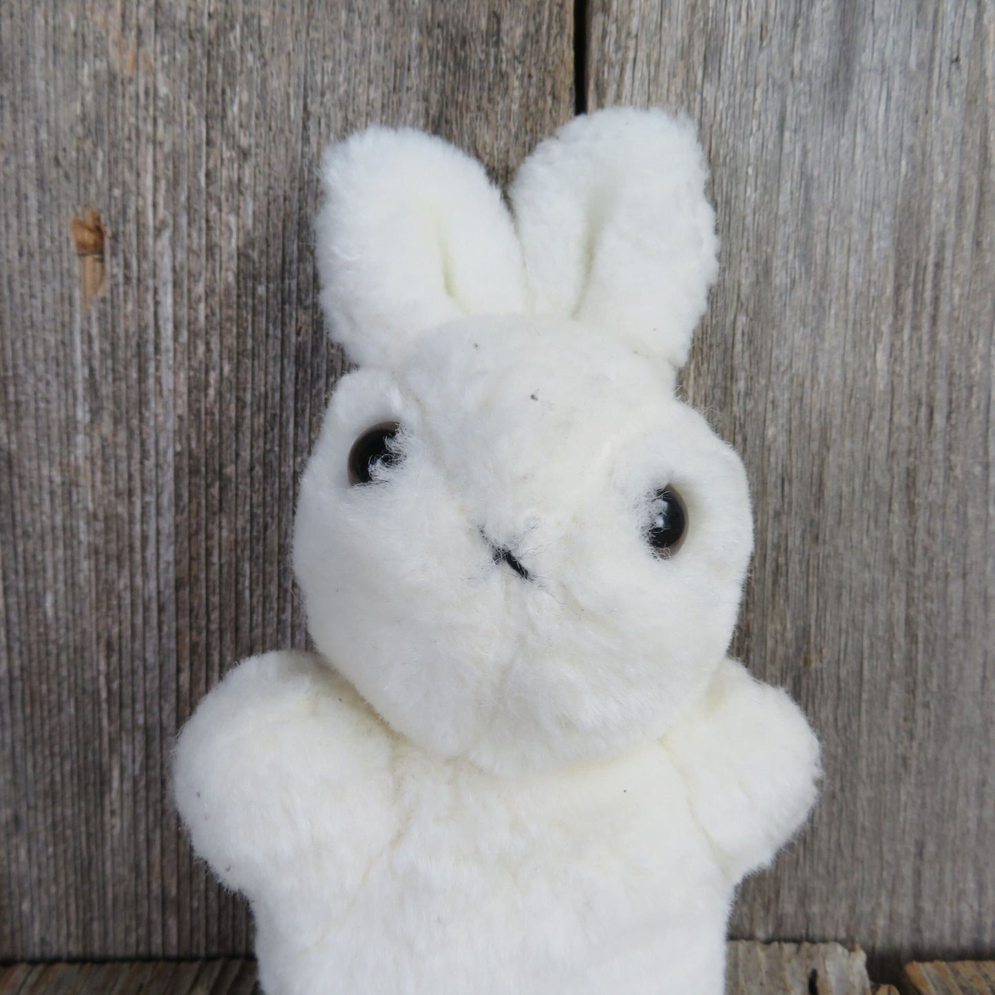 Vintage Tiny White Bunny Plush Stitched Cross Nose White Ears Rabbit Stuffed Animal