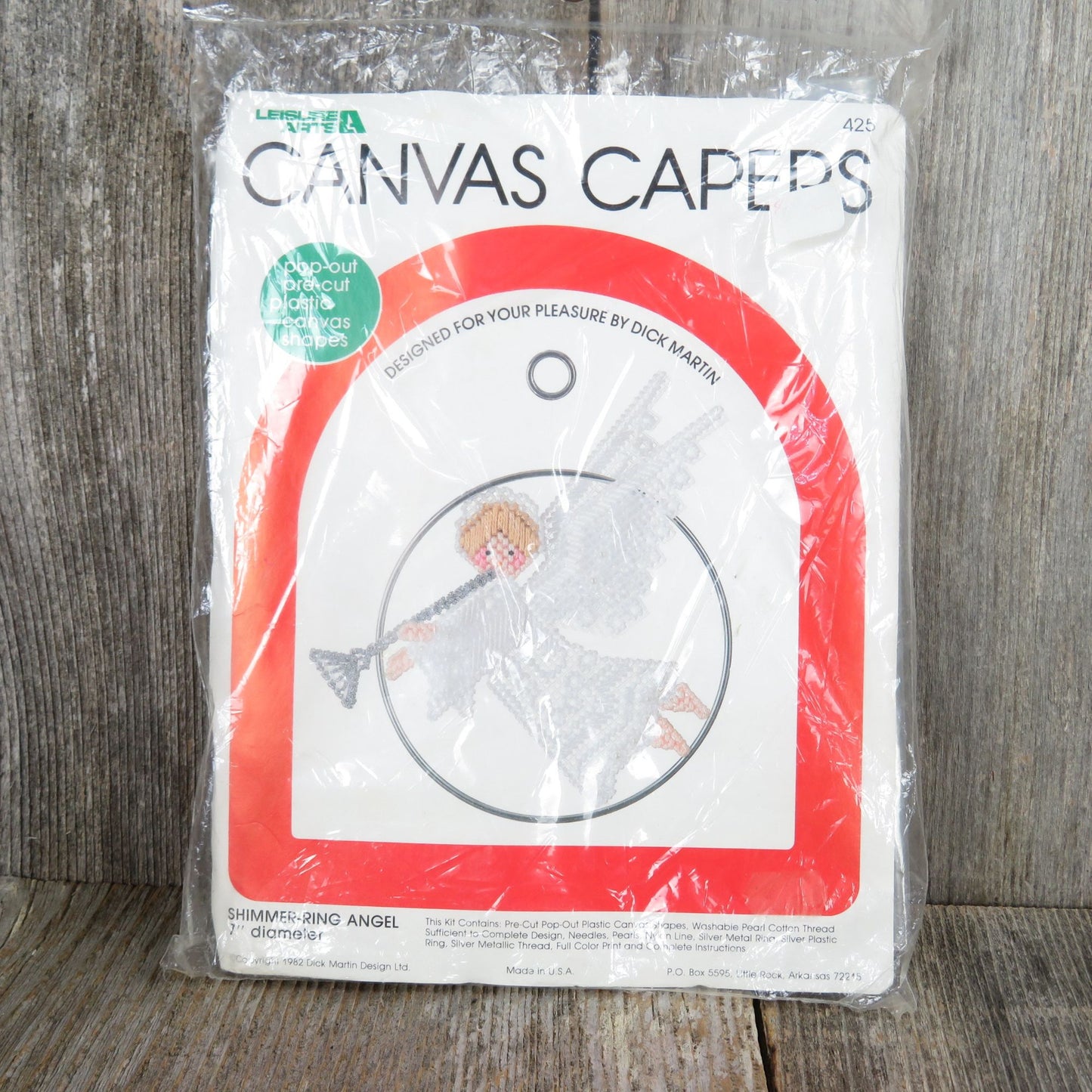 Plastic Canvas Angel Ornament Kit Leisure Arts Canvas Capers Shimmer ring Angel Christmas