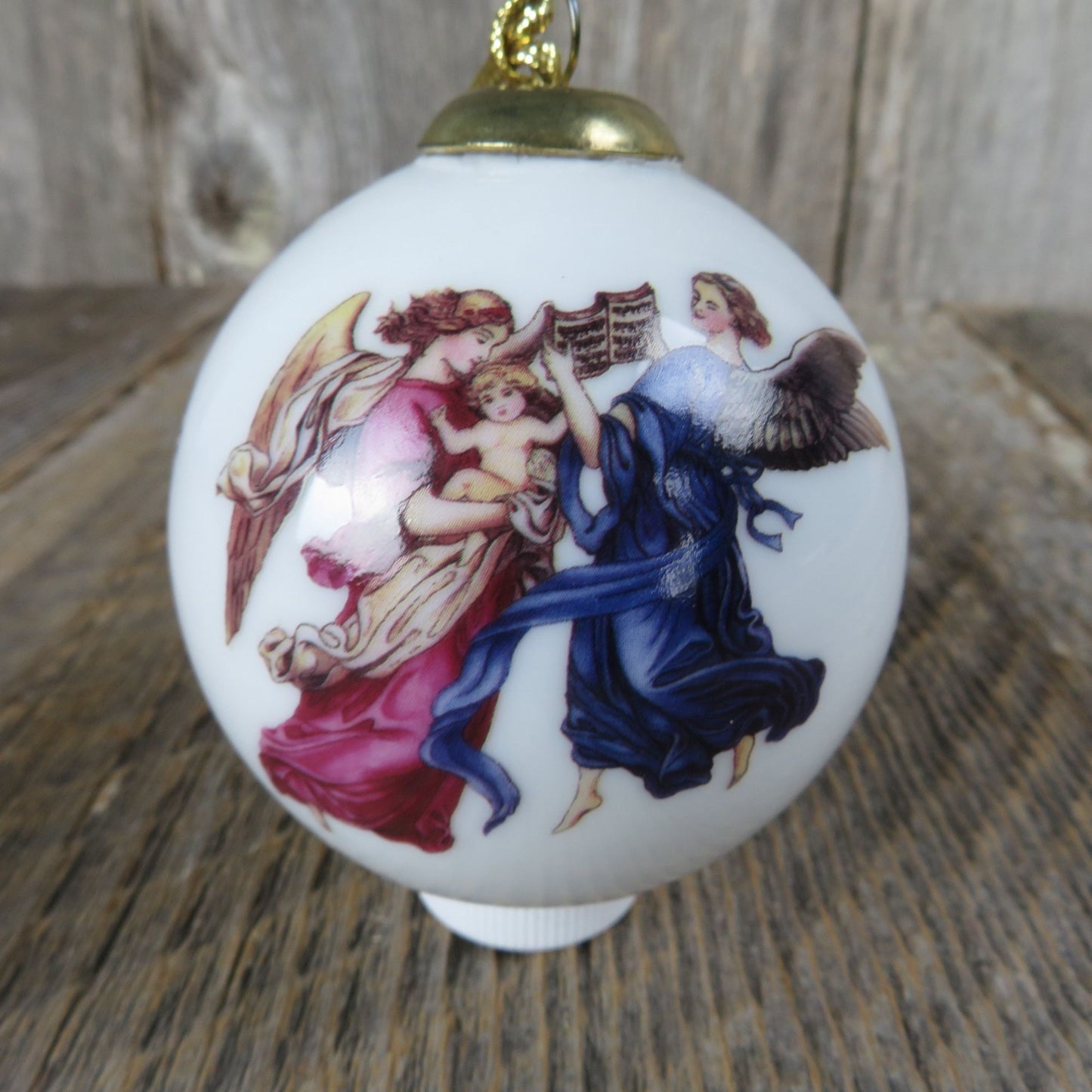 Angels Porcelain Ball Ornament Reutter Porzellan Germany White Pink Blue