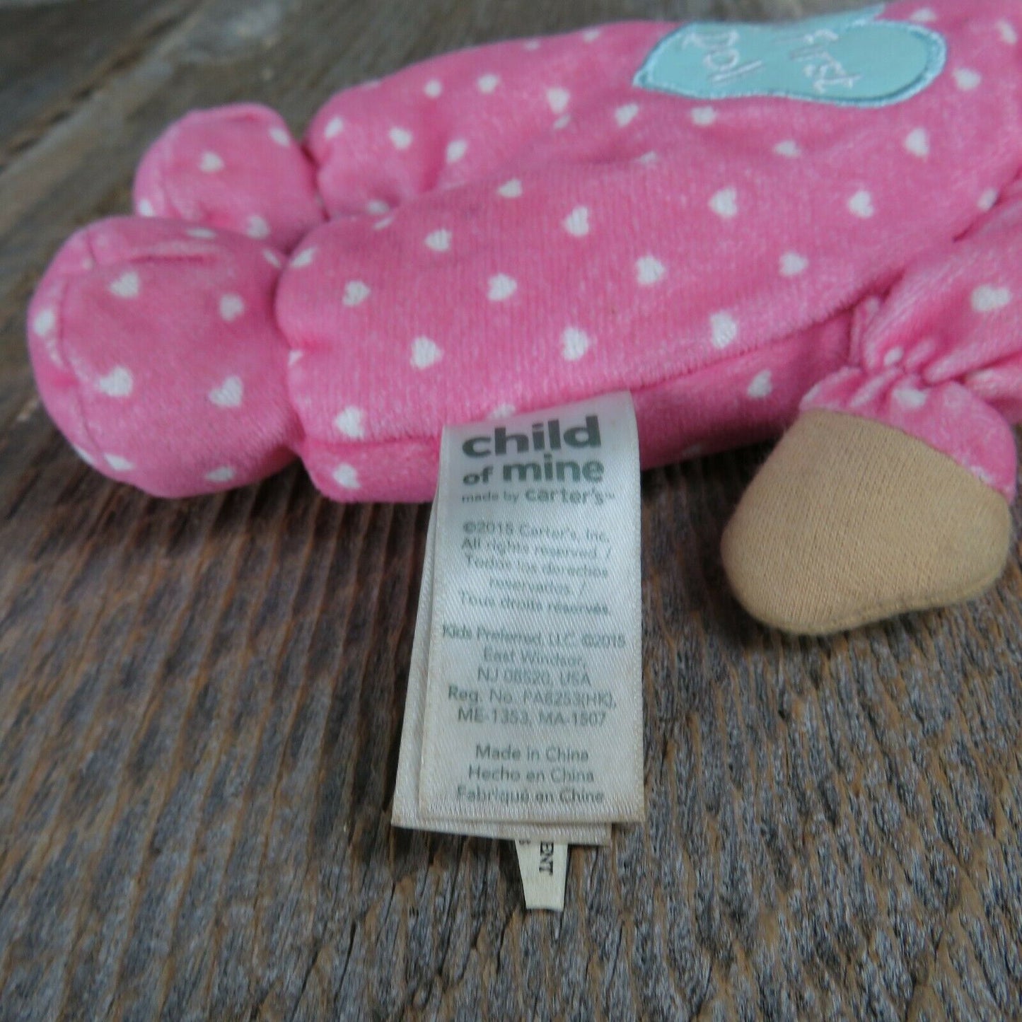 MY FIRST DOLL Rattle Crinkle Plush Pink Carters Child of Mine Stuffed Toy Dark