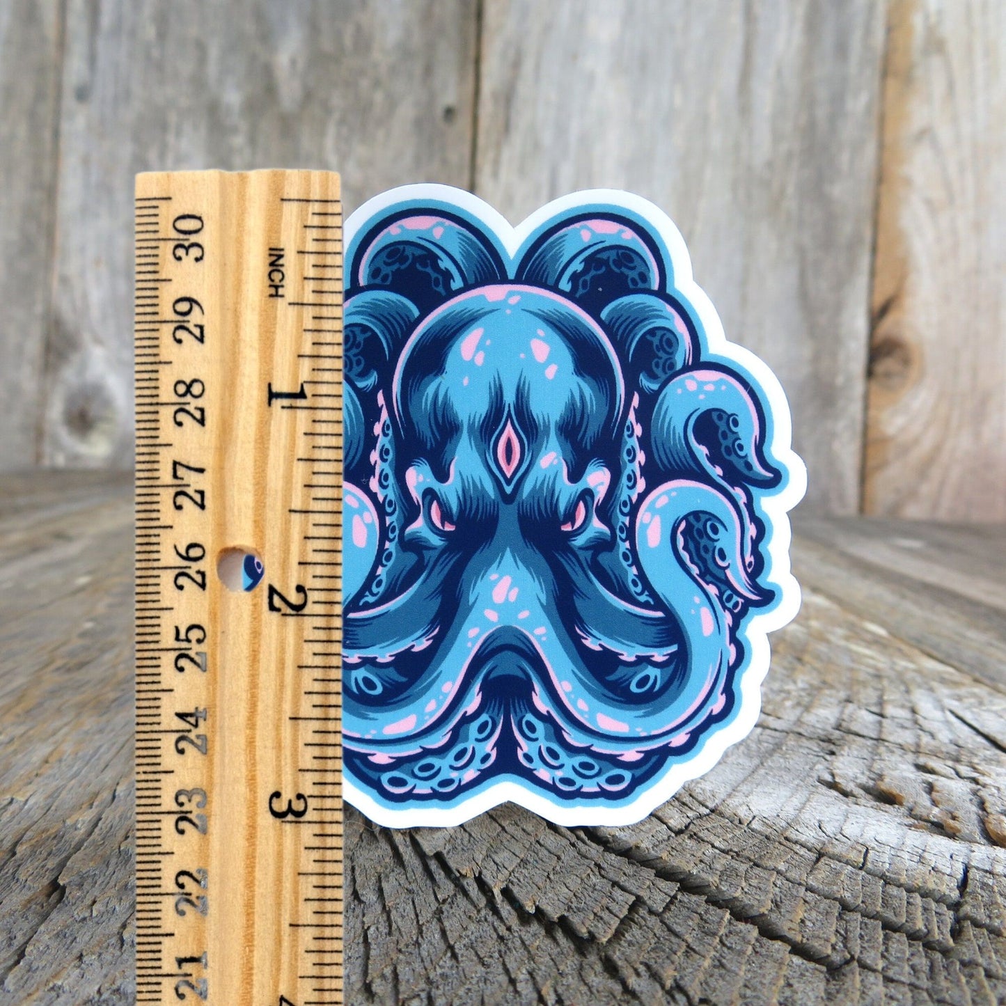 Kraken Octopus Sticker Fierce Blue and Pink Waterproof Color Ocean Lover Water Bottle Sticker