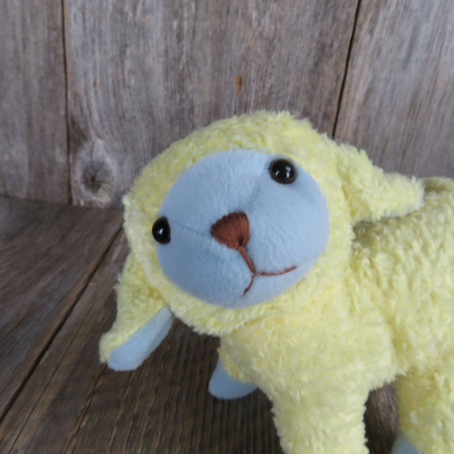 Yellow Sheep Plush Blue Eared Lamb Tony Toys  Easter Stuffed Animal