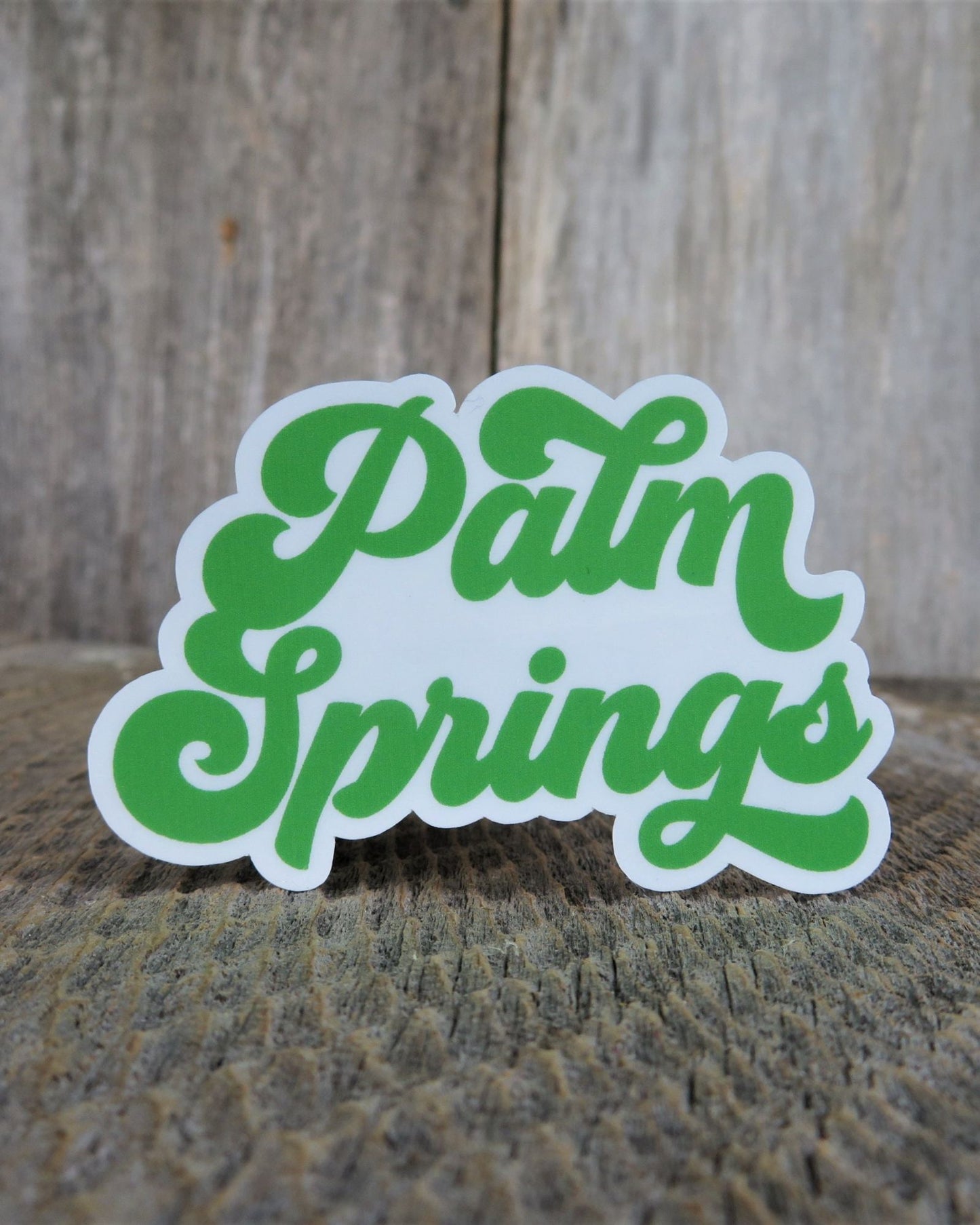 Palm Springs California Sticker Waterproof Green Retro Bubble Letters Destination Souvenir Travel Sticker