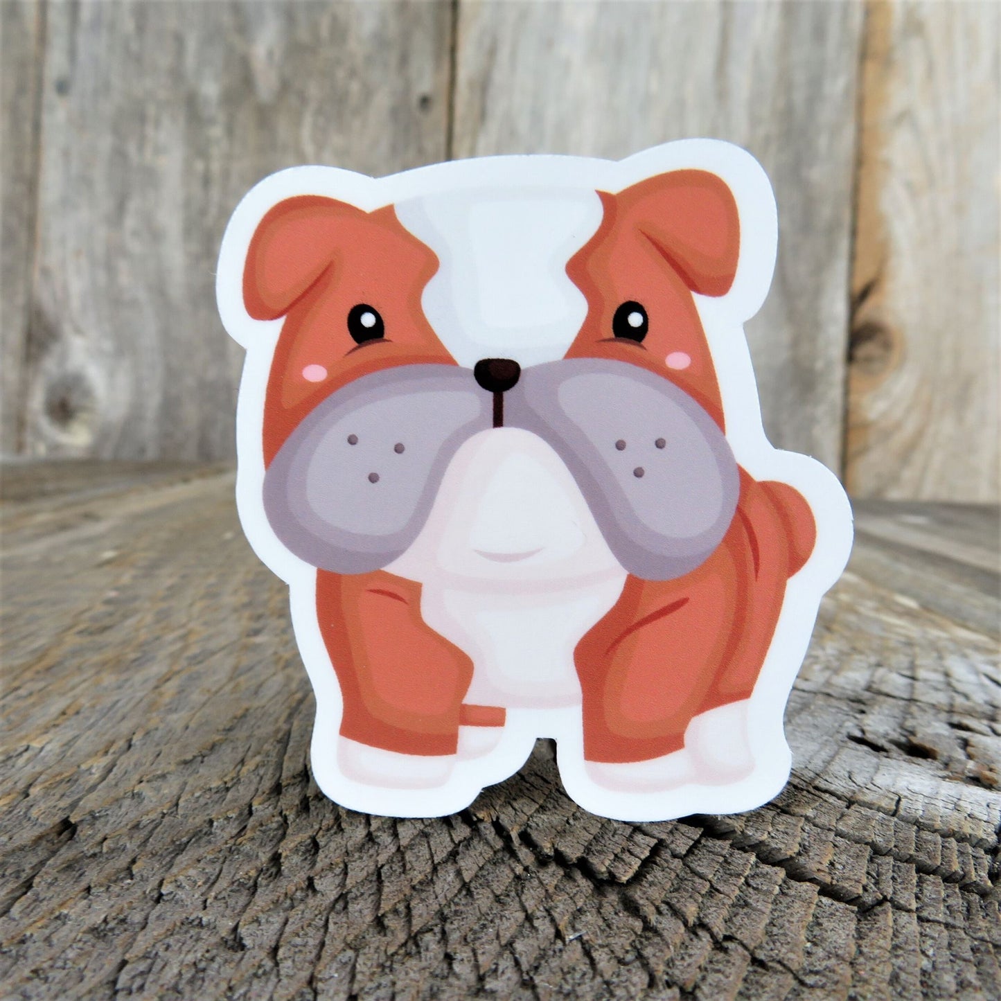 English Bulldog Puppy Sticker Decal Full Color Cartoon Waterproof Dog Lover Sticker for Car Water Bottle Laptop