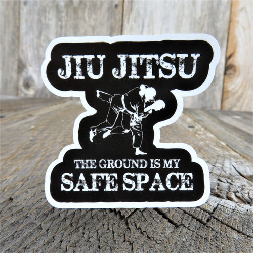 Jiu Jitsu Funny Sticker Decal Humor The Ground Is My Safe Space Full Color Waterproof Car Water Bottle Laptop Martial ARts