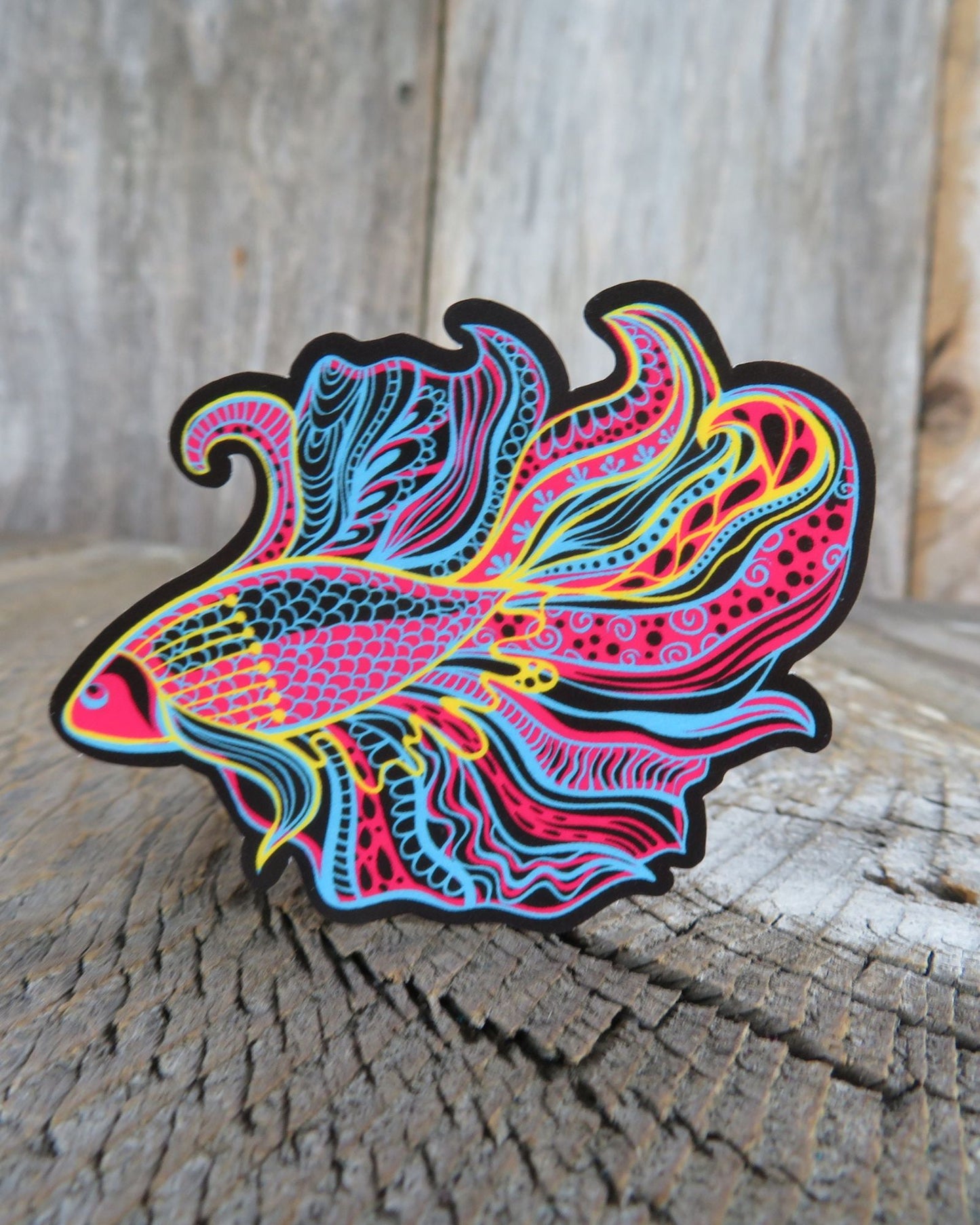 Beta Fish Sticker Bright Colors Abstract Waterproof Ocean Life Sticker Marine Fish Sticker