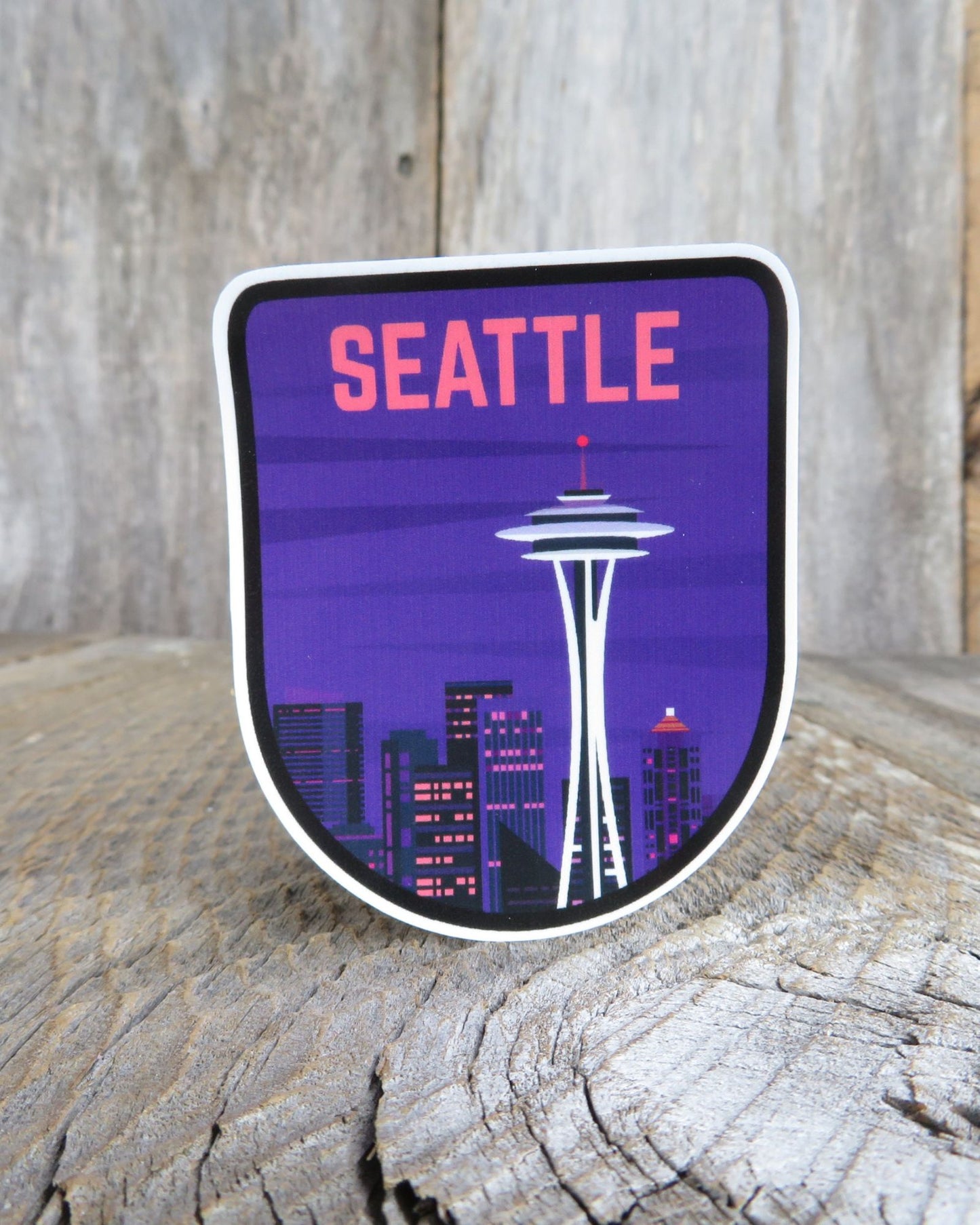 Seattle Space Needle Sticker Washington State Souvenir Purple Waterproof State Pride Travel Water Bottle Laptop