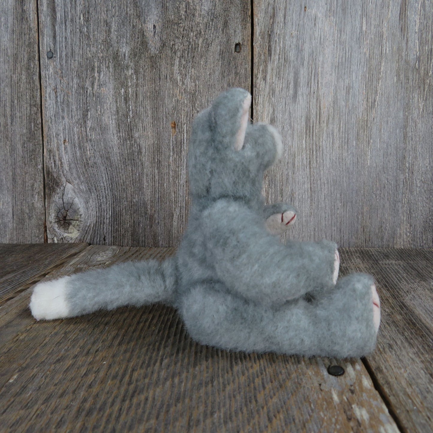 Vintage Cat Kitten Plush Beanie Baby Attic Treasures Gray Jointed Whiskers Bean Bag Stuffed Animal 1993