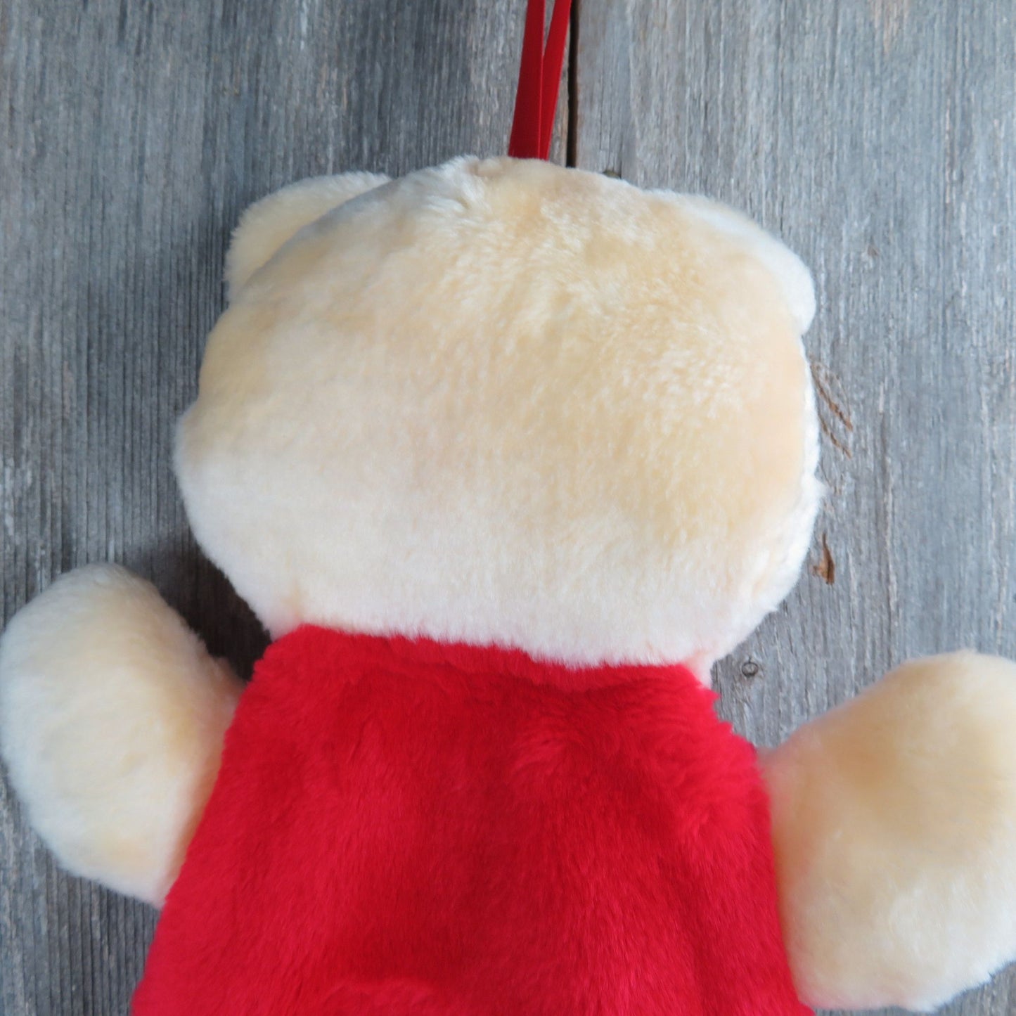 Vintage Teddy Bear Stocking Tan Yellow Gerber Red Flower Ears Paws Green Feet Christmas