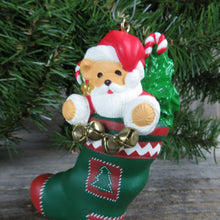 Load image into Gallery viewer, Vintage Teddy Bear Santa Stocking Ornament Filled with Memories Hallmark 1996 Dated