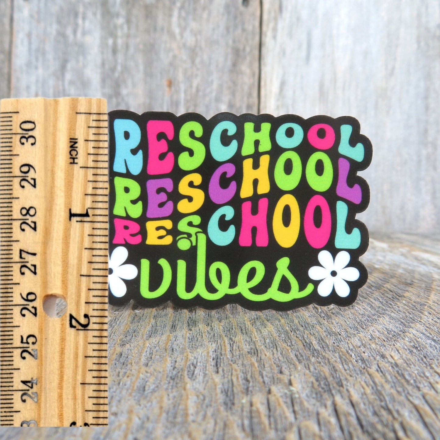 Preschool Vibes Sticker Retro 70s Groovy Style Teacher School Themed