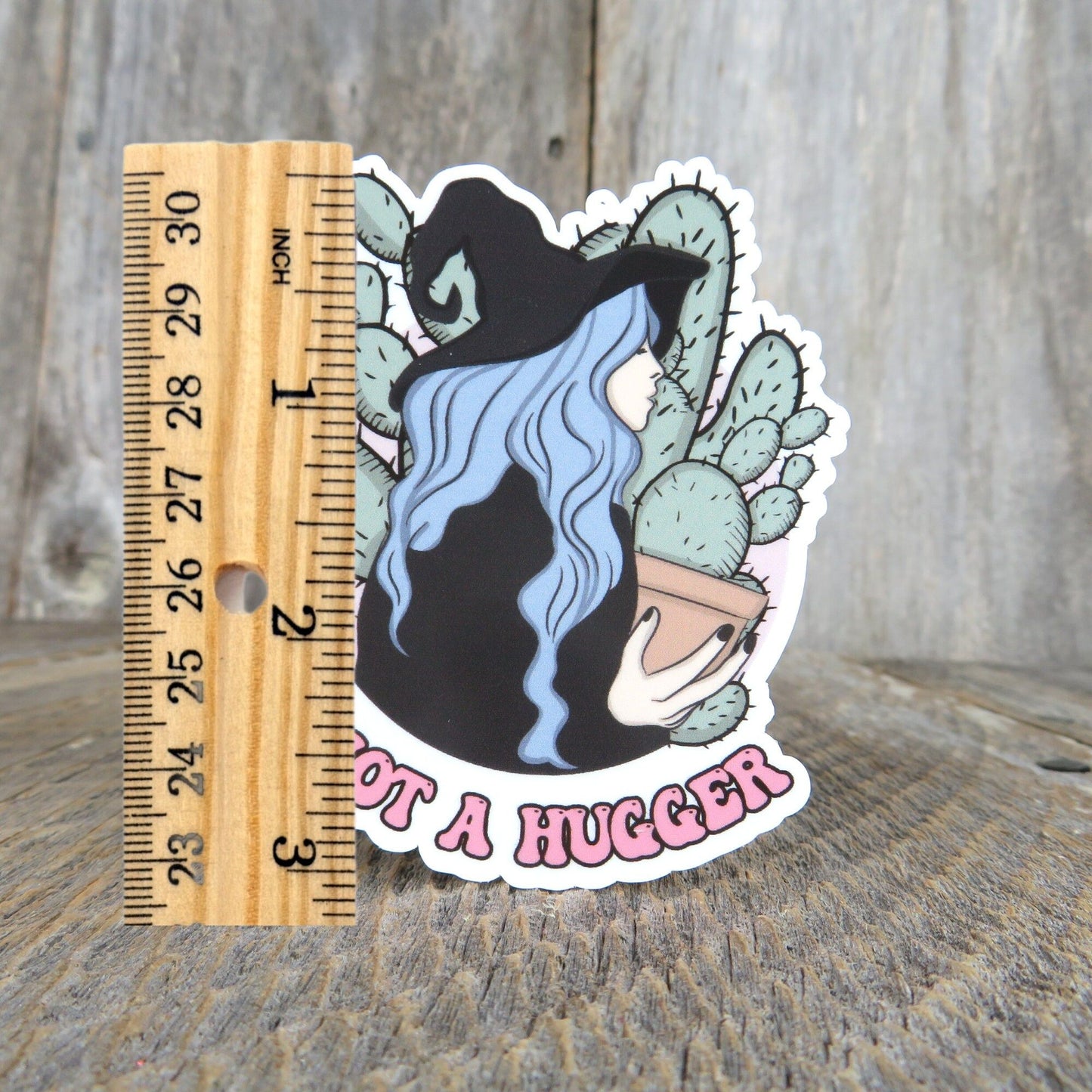 Not a Hugger Sticker Funny Cactus Plant Witch Sarcastic Sayings Plant Lover