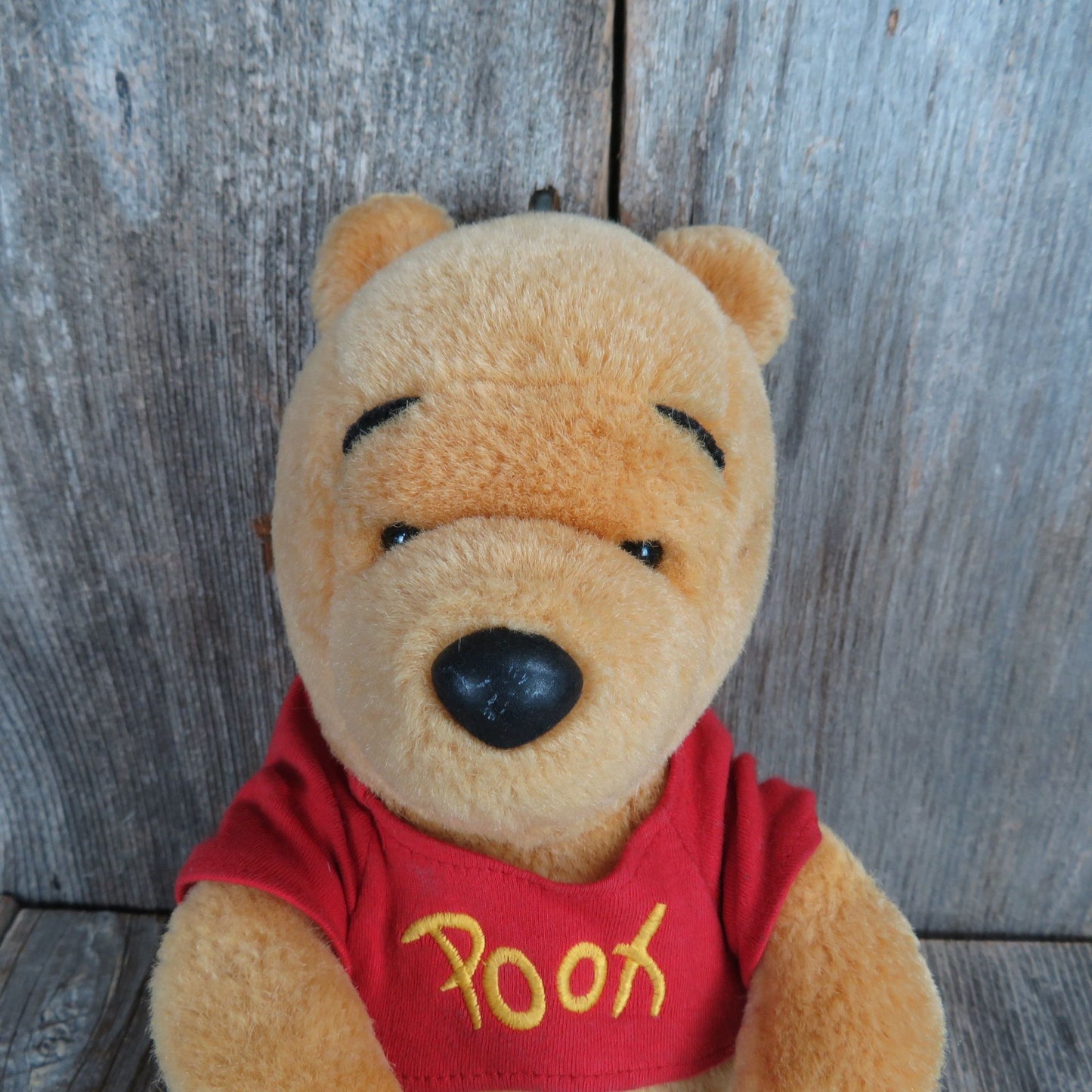 Vintage Winnie the Pooh Bear Plush Stuffed Animal Disney Orange Red Shirt