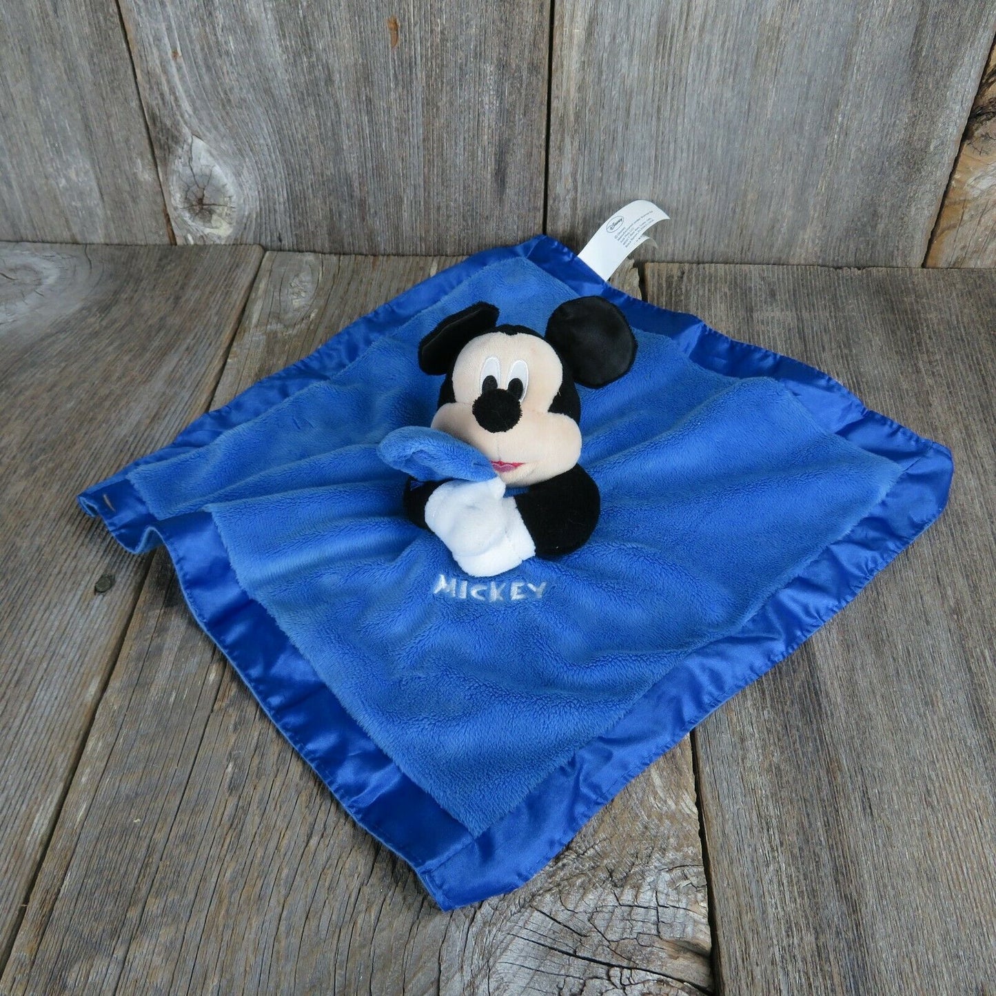 Disney Baby Mickey Mouse Blue Blanket Plush Satin Rattle Crinkle Ears Security Lovey Stuffed Animal