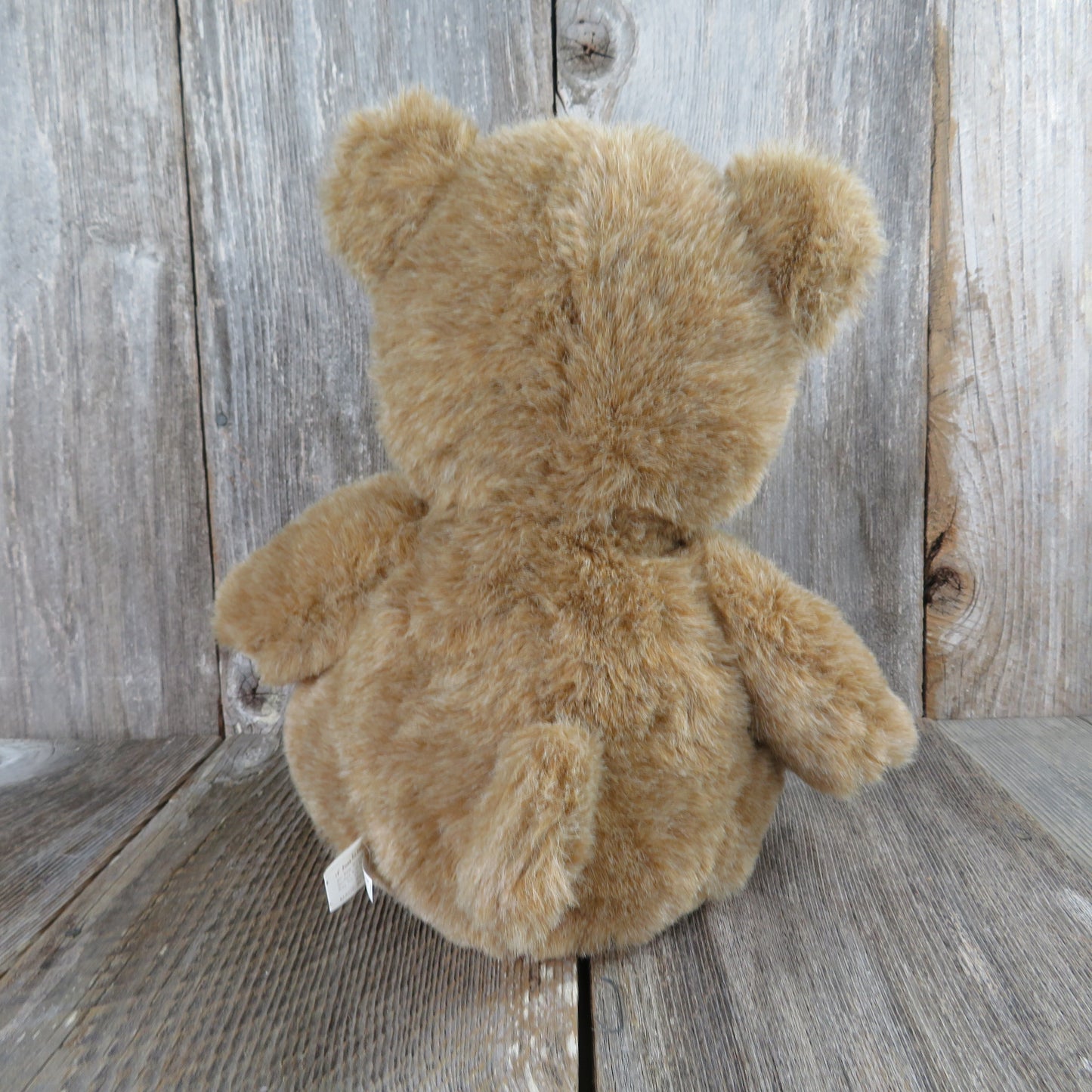 Vintage Teddy Bear Plush Sitting Brown Tan Velvet Bow Burgundy American Wego 19 inches Stuffed Animal Maroon