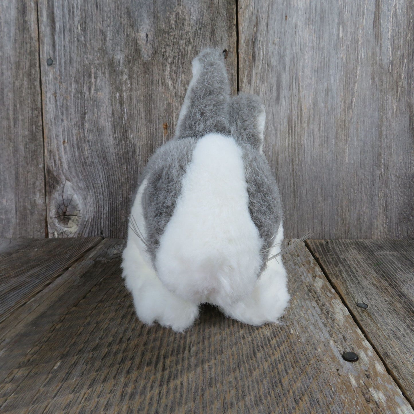 Vintage Bunny Rabbit Plush Grey White Mervyn's Realistic Easter Stuffed Animal