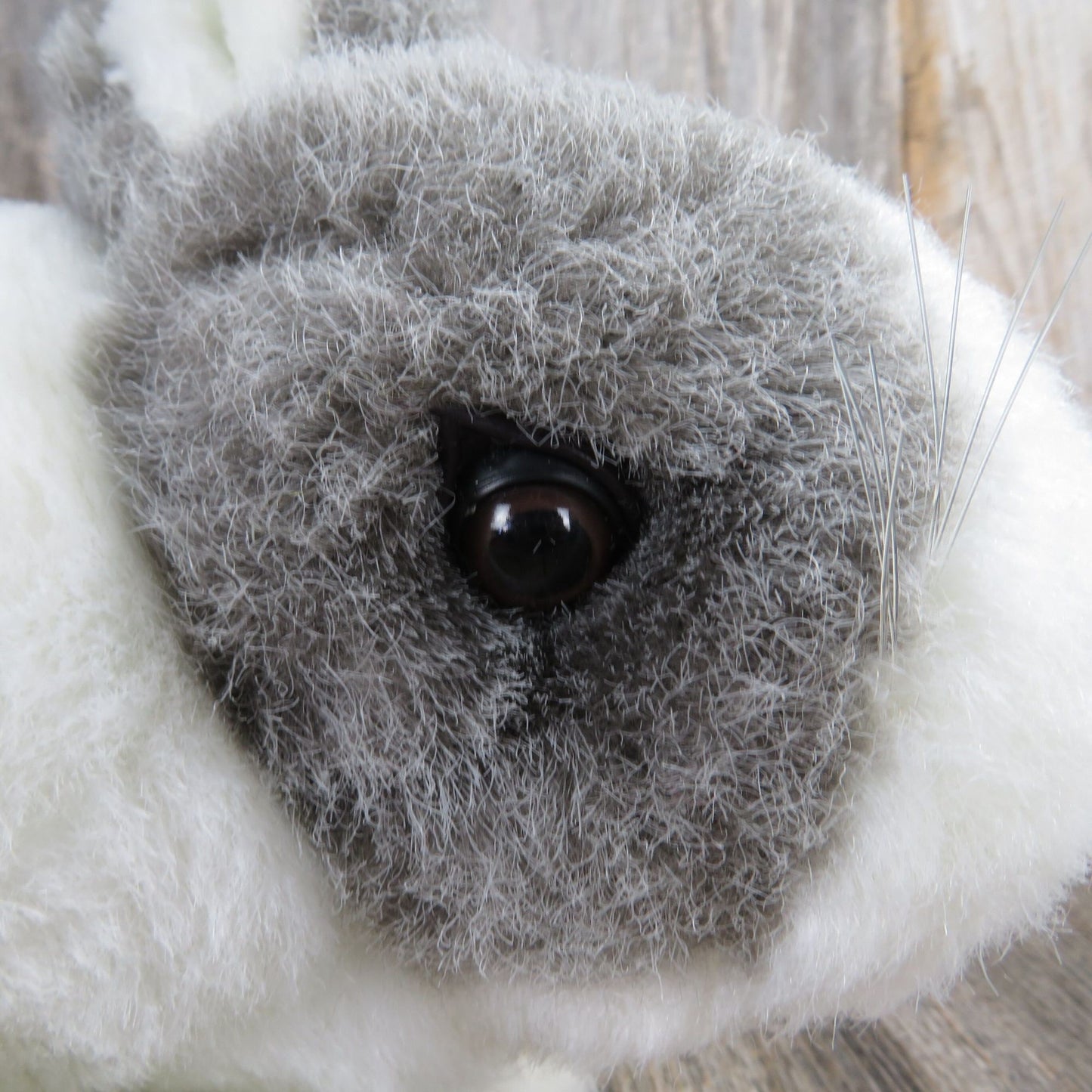 Vintage Bunny Rabbit Plush Grey White Mervyn's Realistic Easter Stuffed Animal